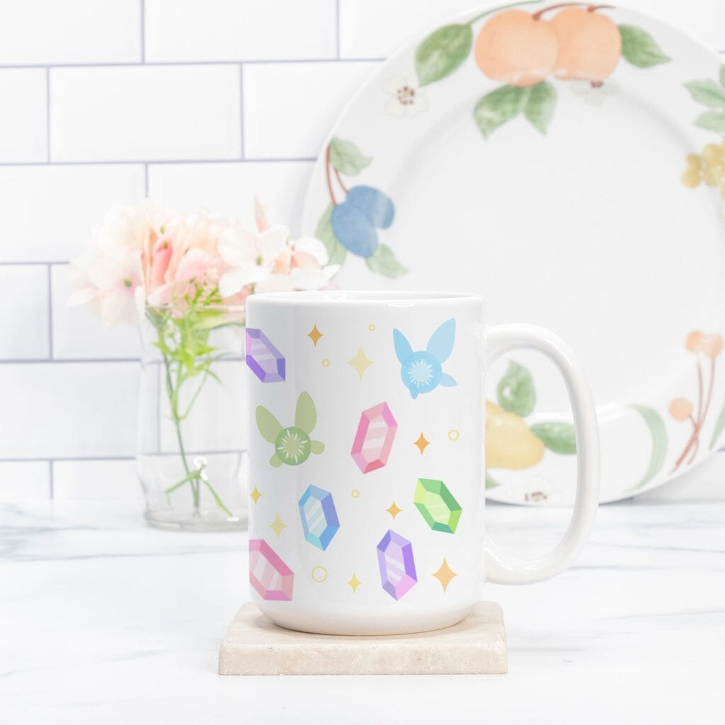 Navi Fairies and Rupees | Mug Deluxe 15 oz. | Titty Tea Zelda Mugs Threads & Thistles Inventory