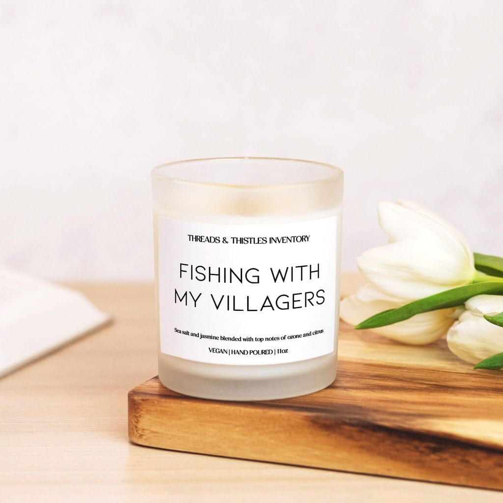 Fishing with my Villagers | 11oz Candle | Animal Crossing Candles Threads & Thistles Inventory
