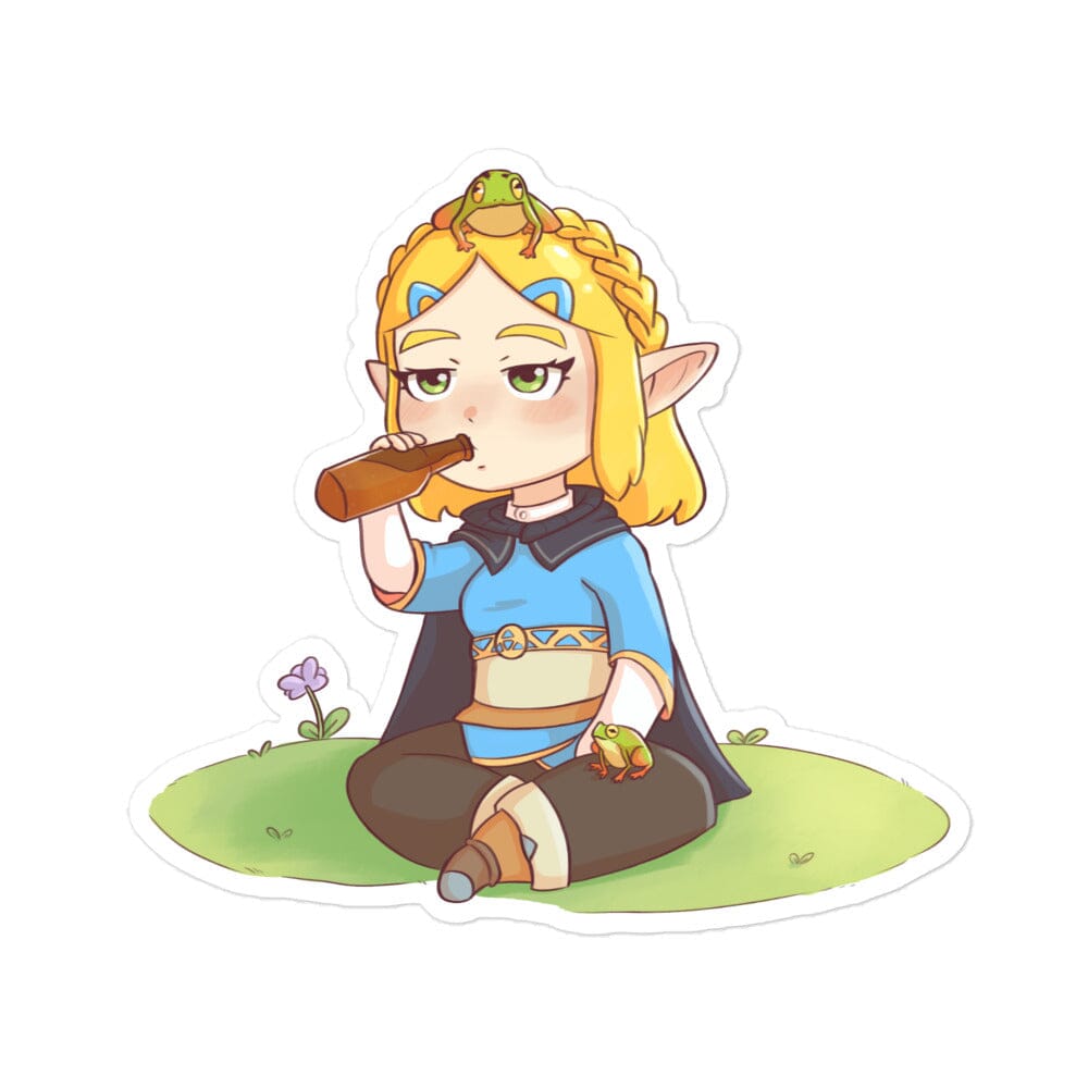 Zelda Beer Frog | Bubble-free sticker | Titty Tea Zelda Threads & Thistles Inventory 5.5″×5.5″