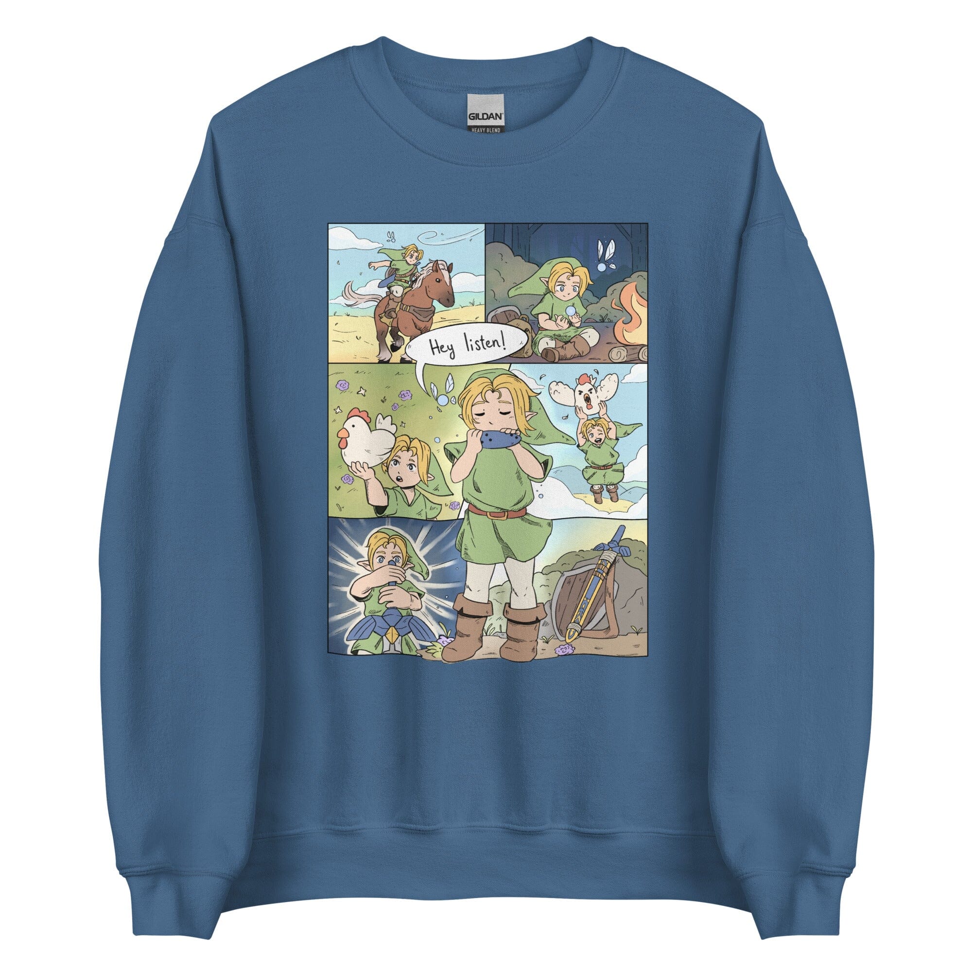 Ocarina of Time Comic | Unisex Sweatshirt | Zelda Titty Tea Threads & Thistles Inventory Indigo Blue S