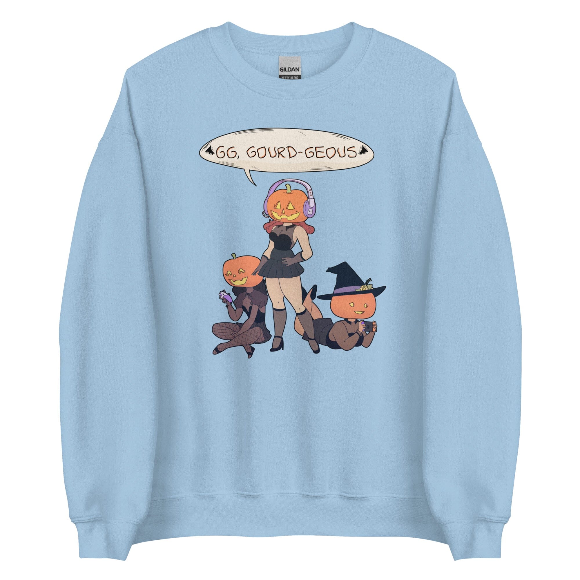 GG, Gourd-geous | Unisex Sweatshirt | Fall Halloween Threads & Thistles Inventory Light Blue S