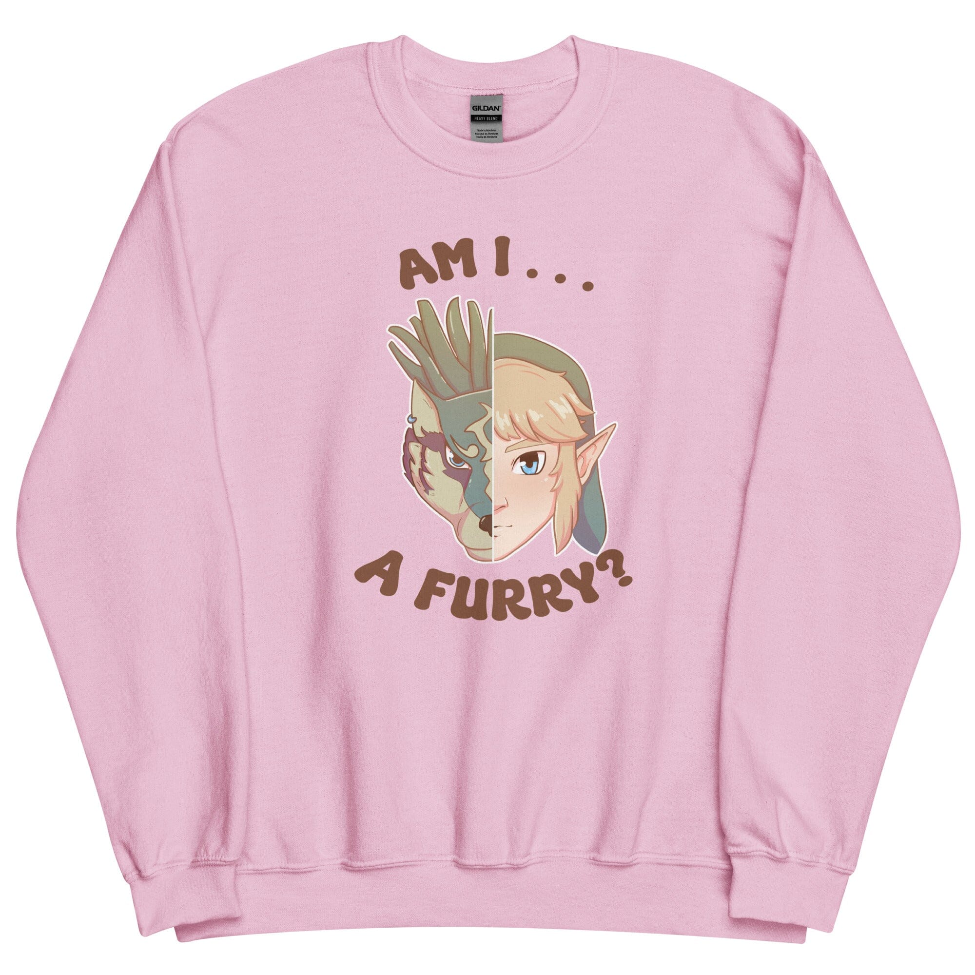 Am I a Furry? | Unisex Sweatshirt | Titty Tea Zelda Threads & Thistles Inventory Light Pink S