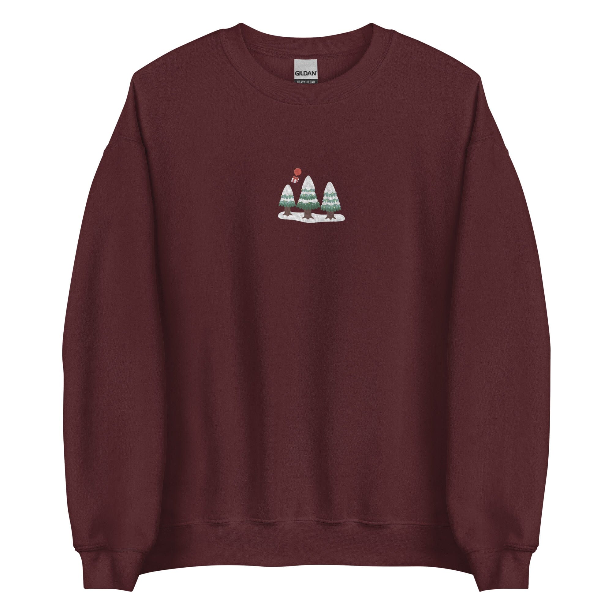 Cozy Animal Crossing Christmas | Embroidered Unisex Sweatshirt | Animal Crossing Threads & Thistles Inventory Maroon S