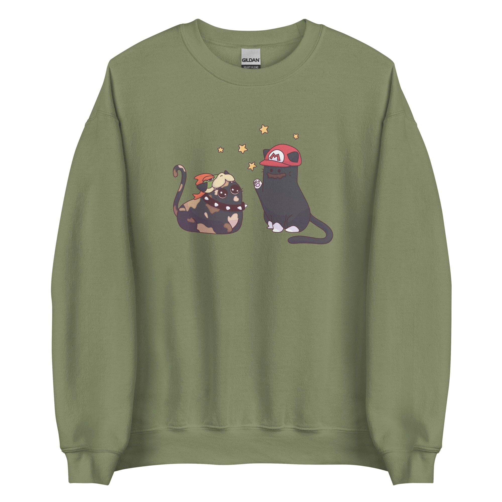 Team Bowser & Mario Kitties | Unisex Sweatshirt | TTI Stream Threads & Thistles Inventory Military Green S