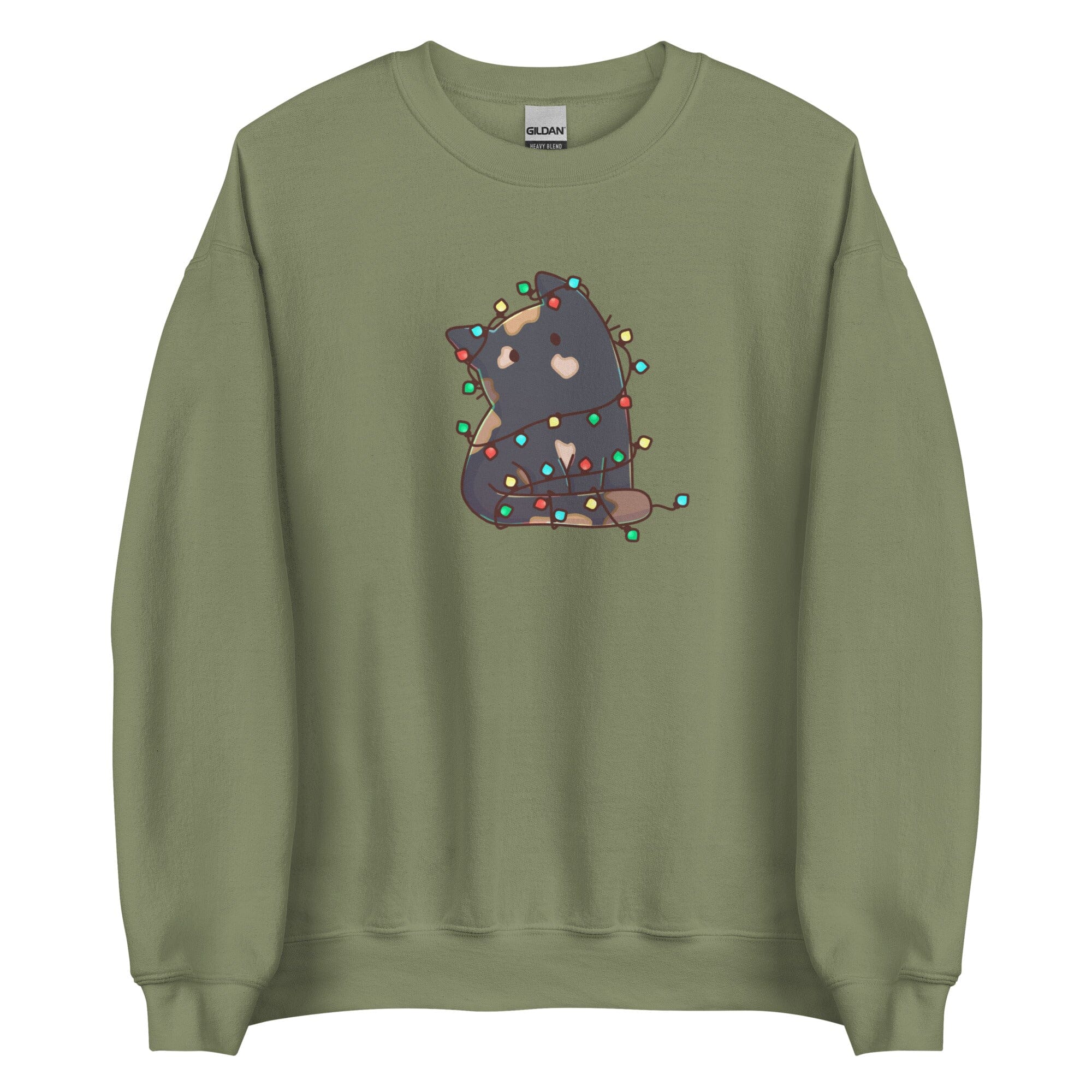 Christmas Torti Kitty | Unisex sweatshirt | TTI Stream Christmas Threads & Thistles Inventory Military Green S