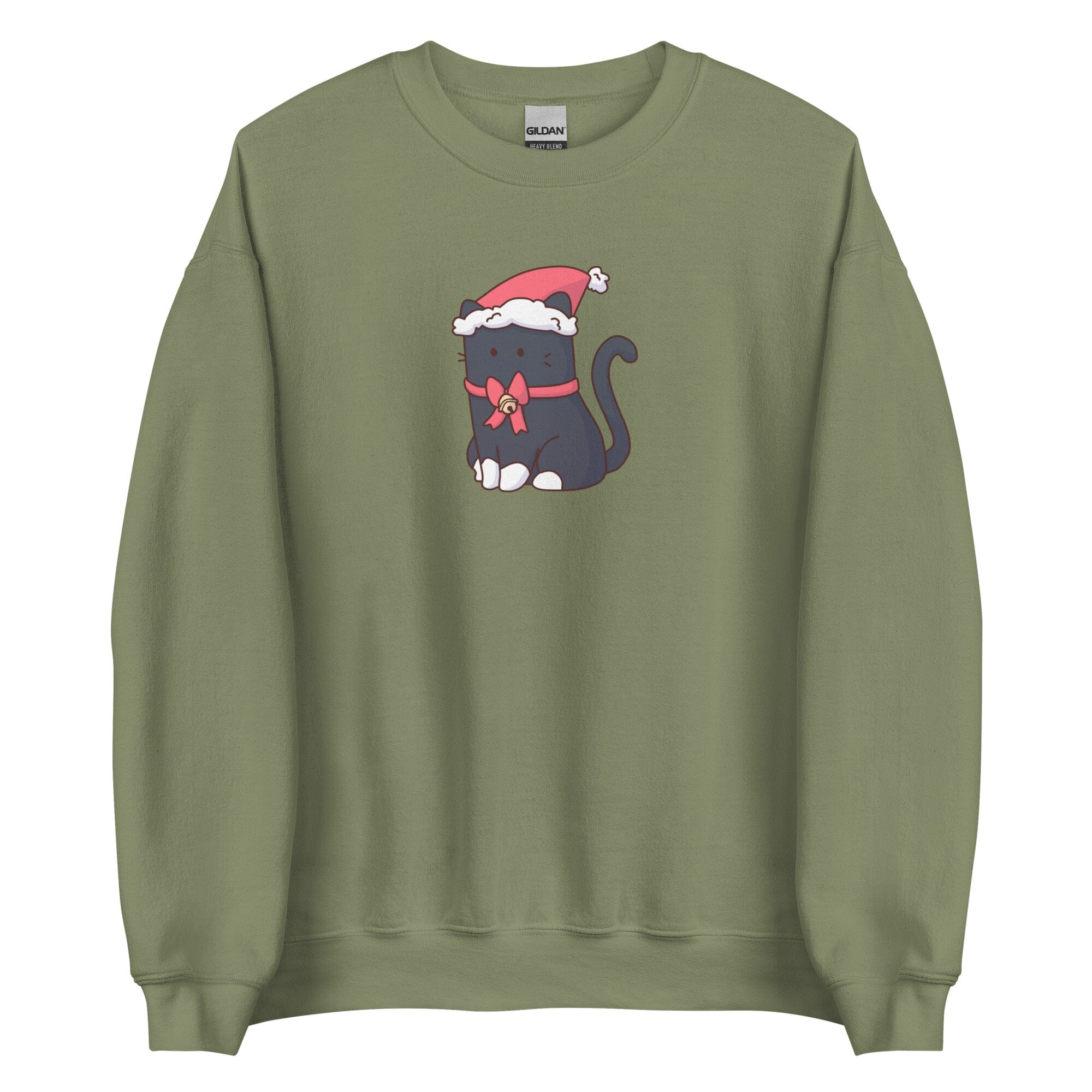 Christmas Tuxedo Kitty | Unisex Sweatshirt | TTI Stream Christmas Threads & Thistles Inventory Military Green S