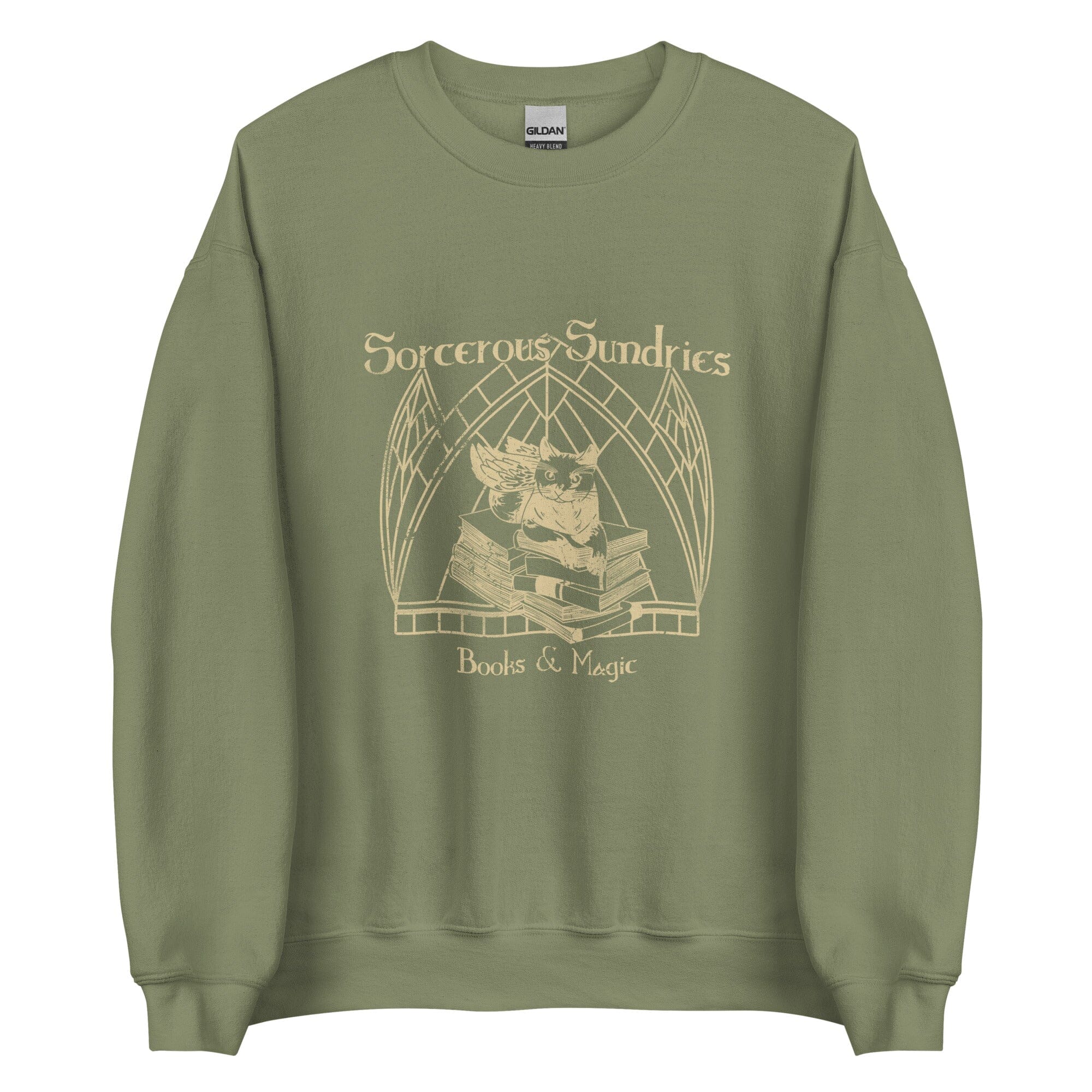 Sorcerous Sundries | Unisex Sweatshirt | Baldur's Gate Threads & Thistles Inventory Military Green S