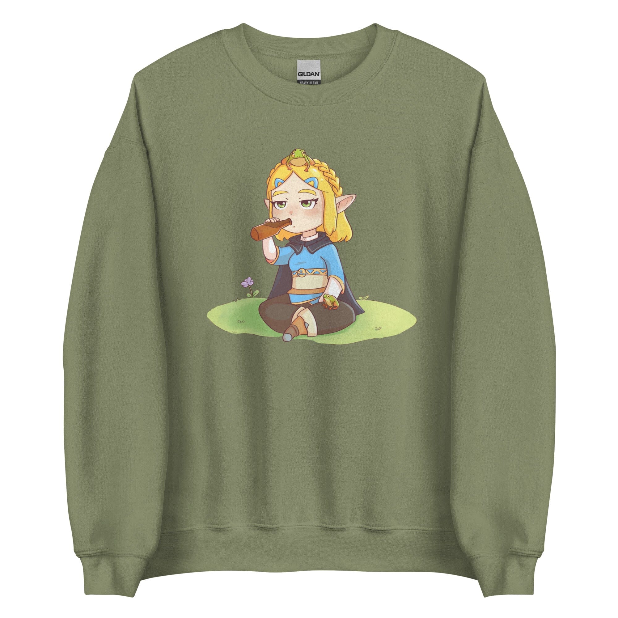 Zelda Frogs | Unisex Sweatshirt | Titty Tea Zelda Threads & Thistles Inventory Military Green S