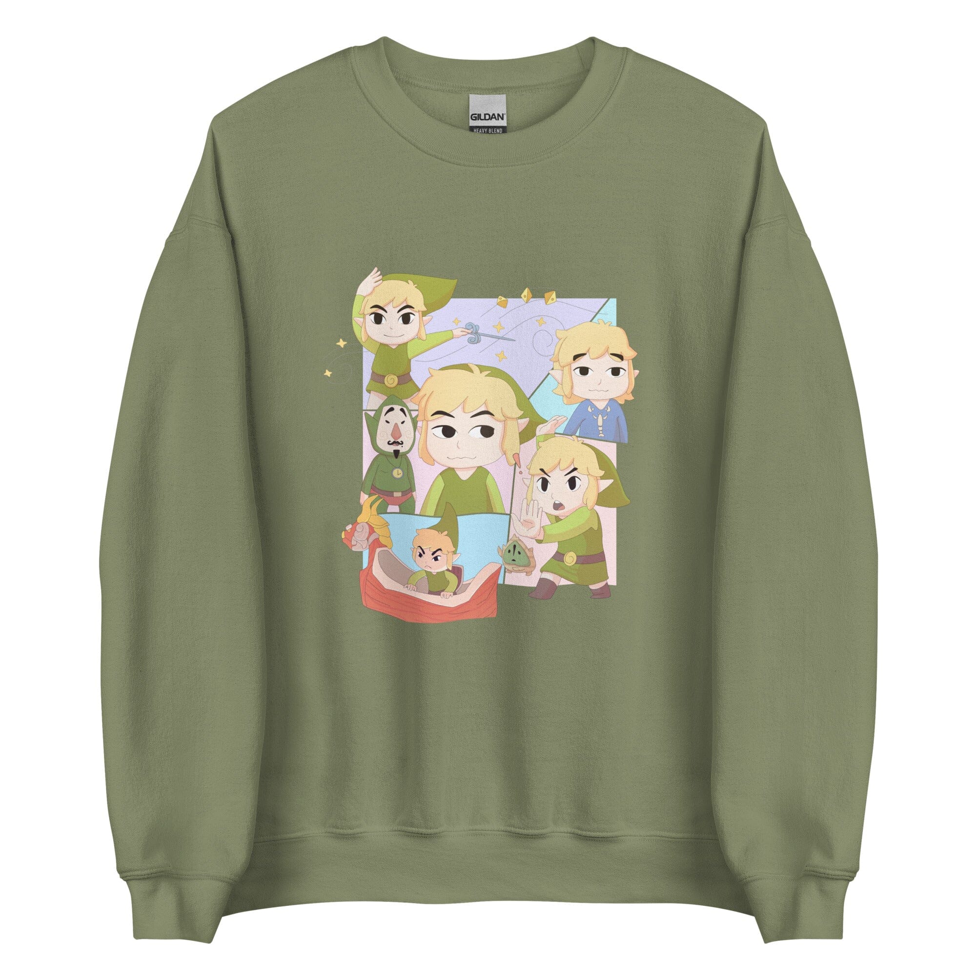 The Many Faces from Wind Waker | Unisex Sweatshirt | Titty Tea Zelda Threads & Thistles Inventory Military Green S