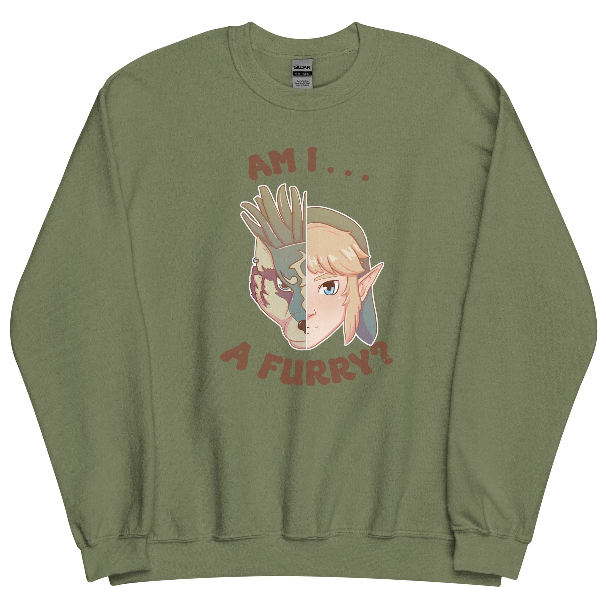 Am I a Furry? | Unisex Sweatshirt | Titty Tea Zelda Threads & Thistles Inventory Military Green S