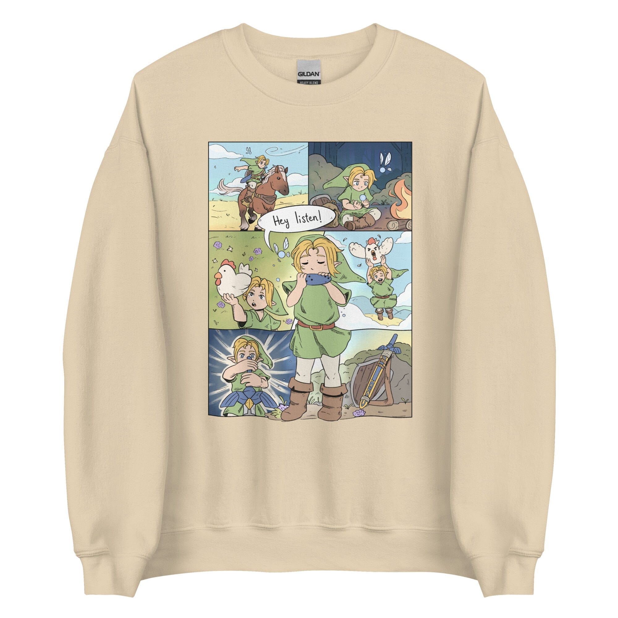 Ocarina of Time Comic | Unisex Sweatshirt | Zelda Titty Tea Threads & Thistles Inventory Sand S