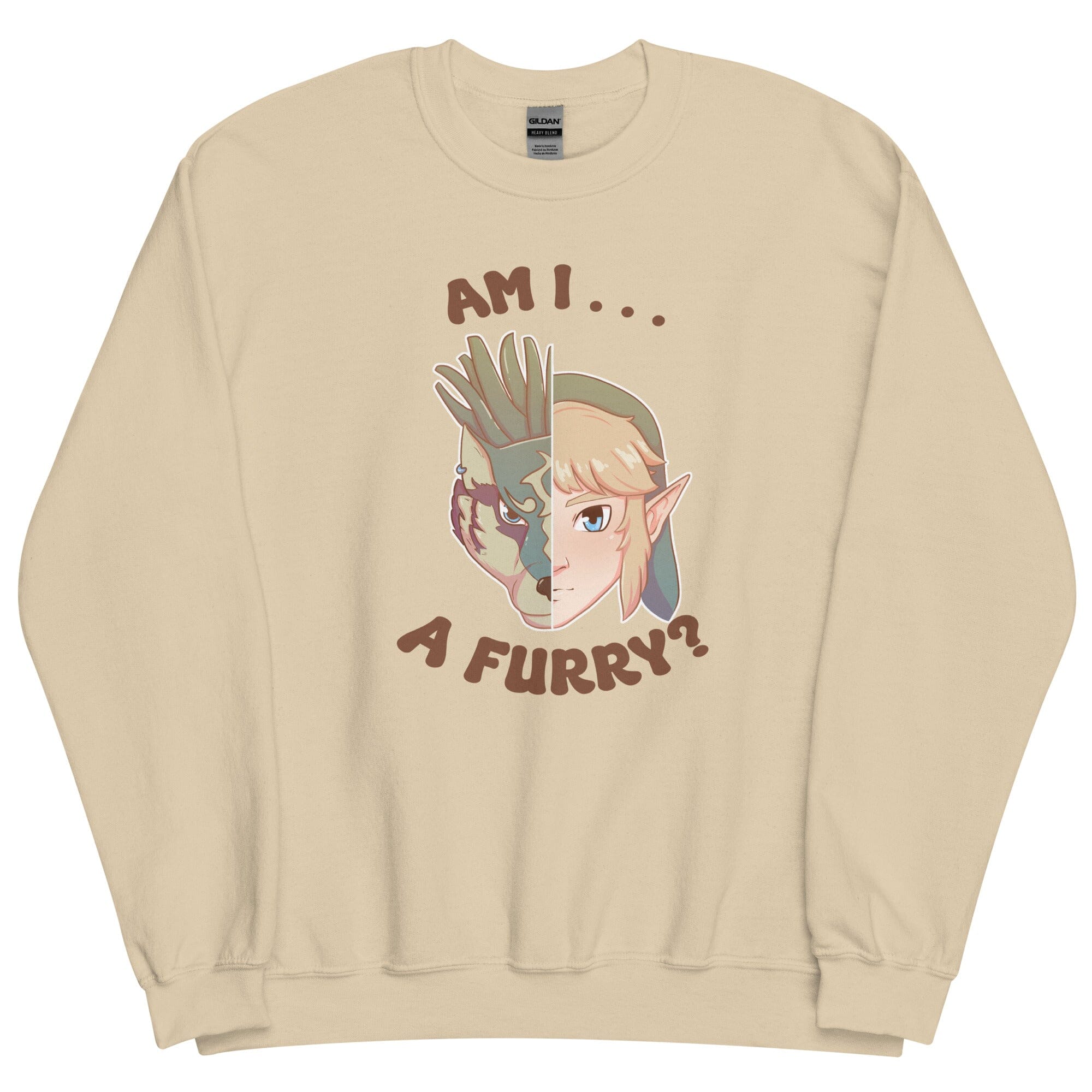 Am I a Furry? | Unisex Sweatshirt | Titty Tea Zelda Threads & Thistles Inventory Sand S