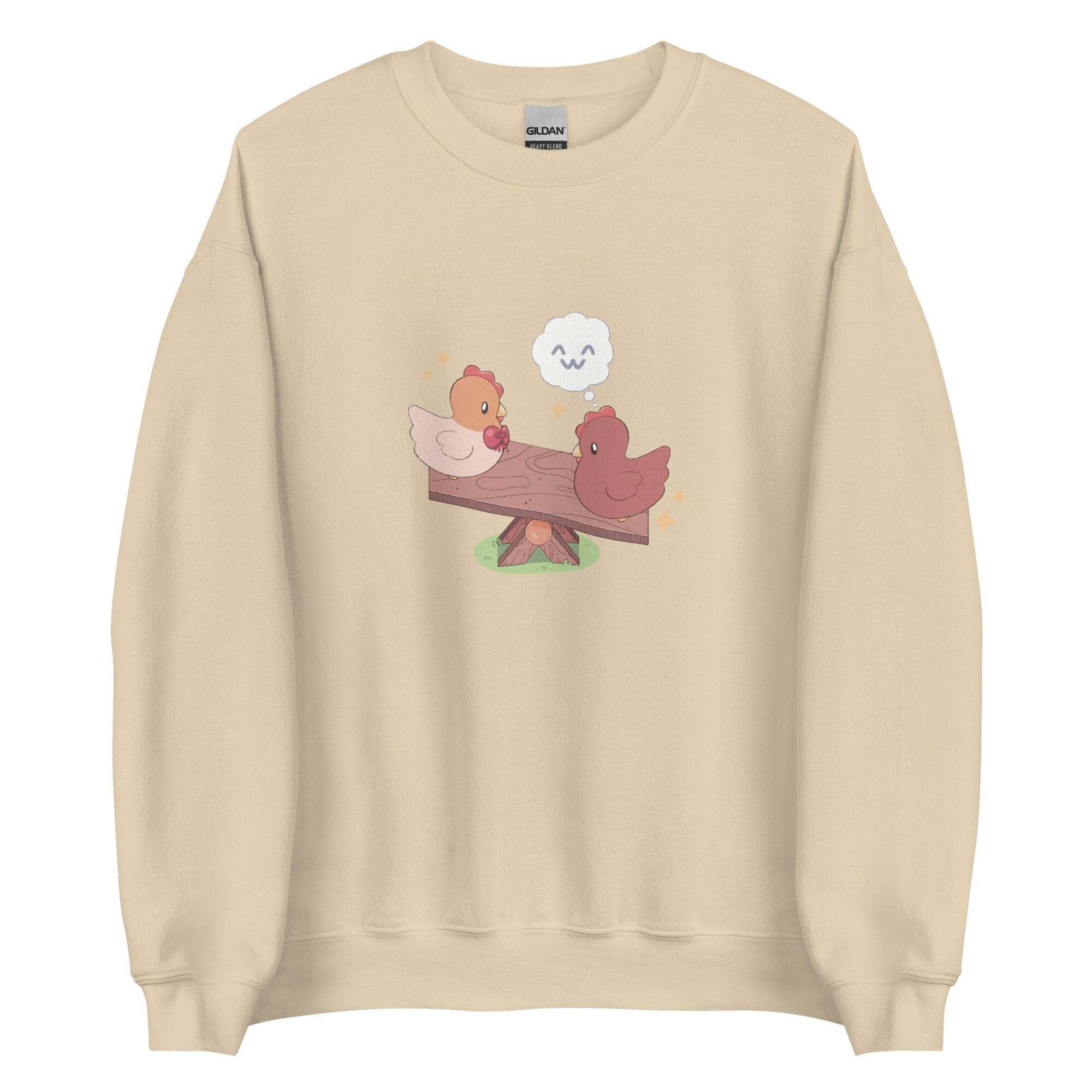 Chicken Seesaw | Unisex Sweatshirt | Fields of Mistria Threads & Thistles Inventory Sand S