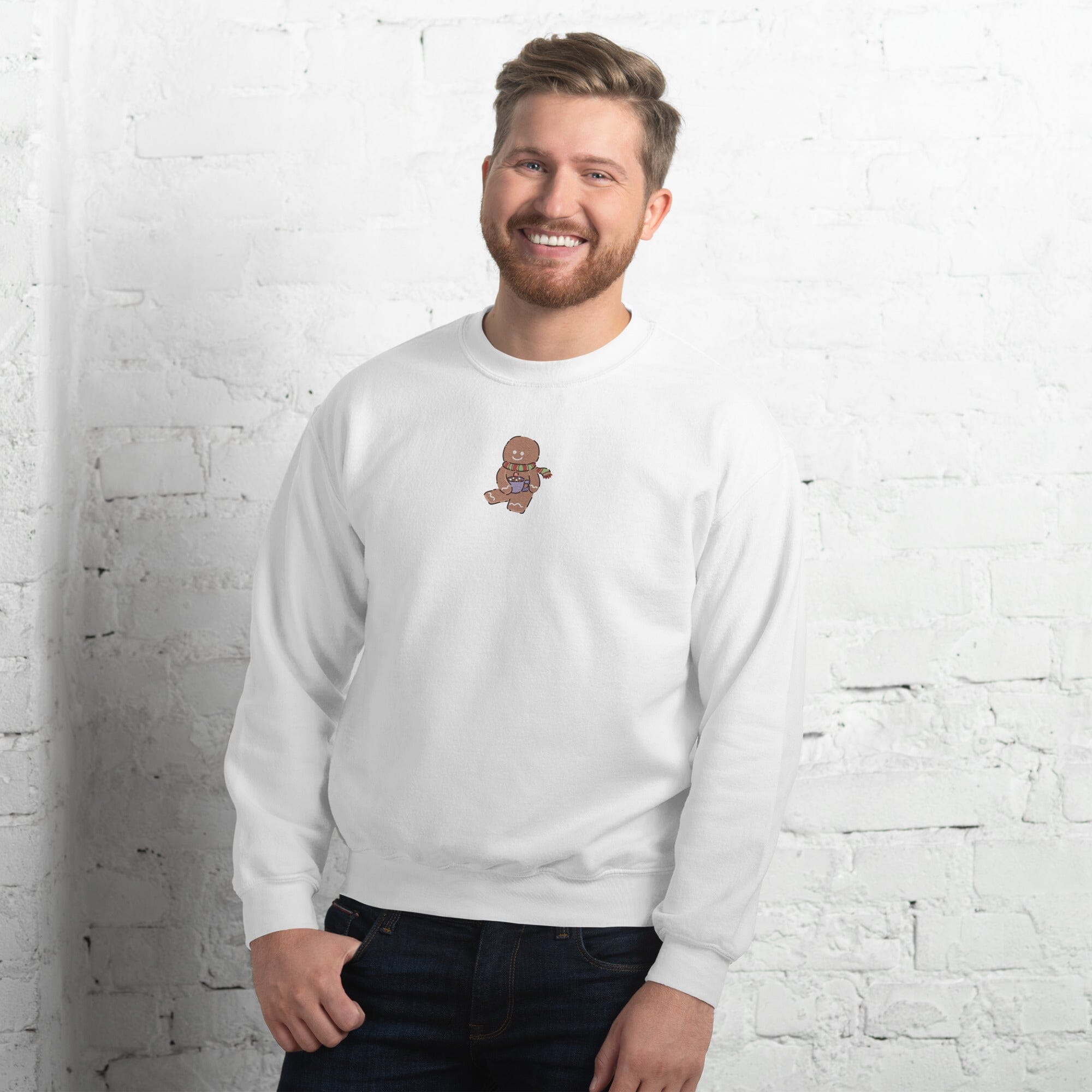 Cozy Christmas Gingerbread | Embroidered Unisex Sweatshirt | Cozy Gamer Christmas Threads & Thistles Inventory