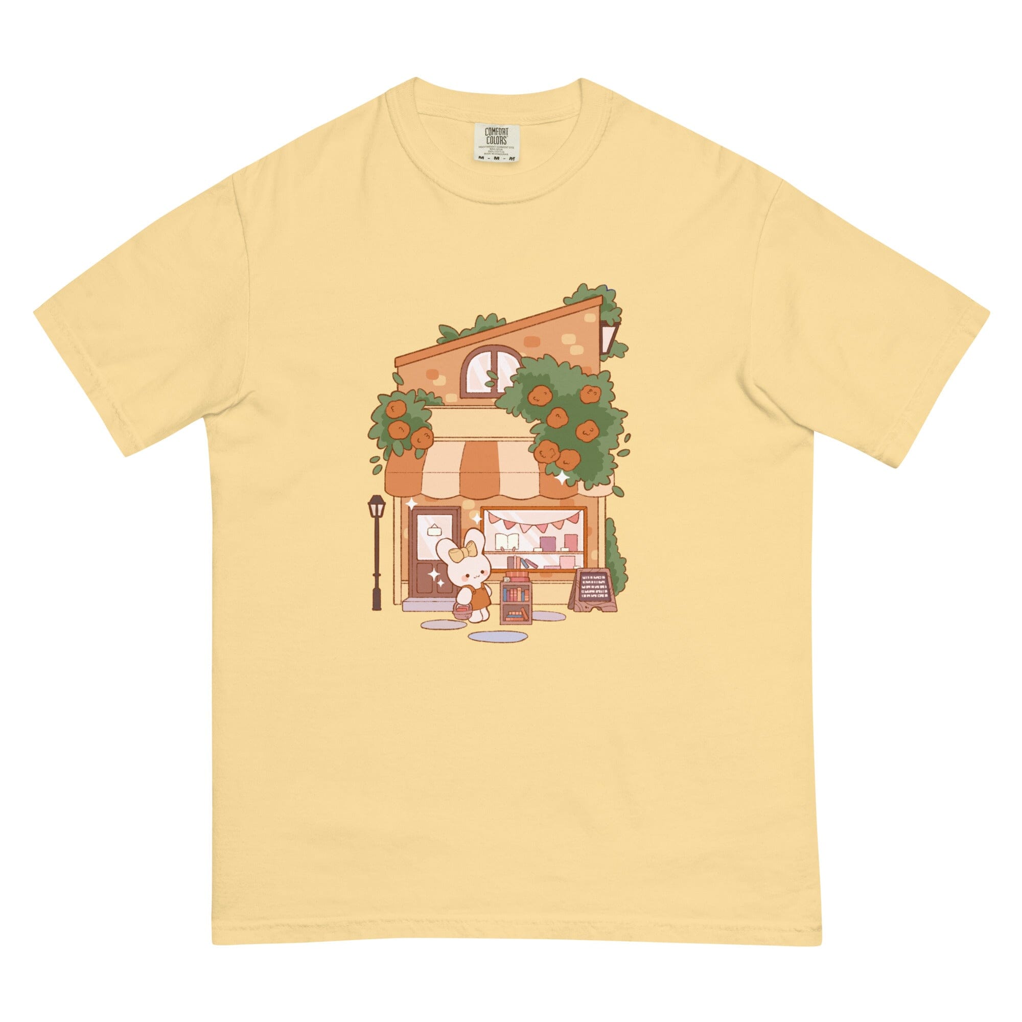 Cozy Bookstore | Unisex garment-dyed heavyweight t-shirt | Cozy Games & Hobbies Threads & Thistles Inventory Butter S
