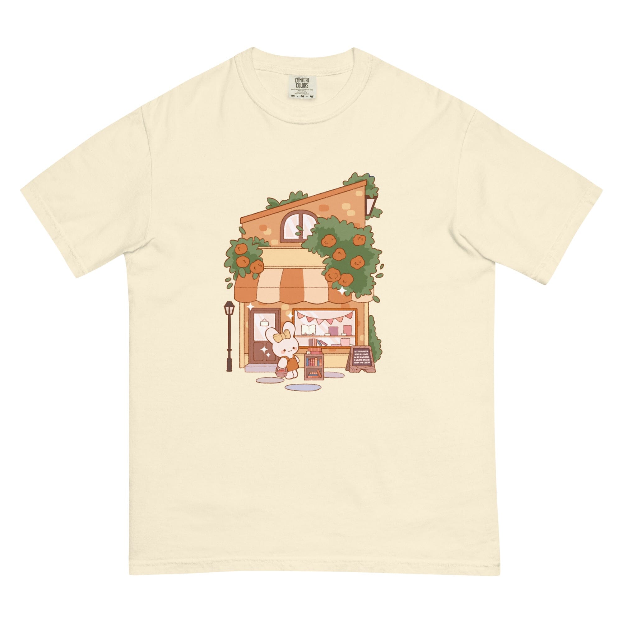 Cozy Bookstore | Unisex garment-dyed heavyweight t-shirt | Cozy Games & Hobbies Threads & Thistles Inventory Ivory S