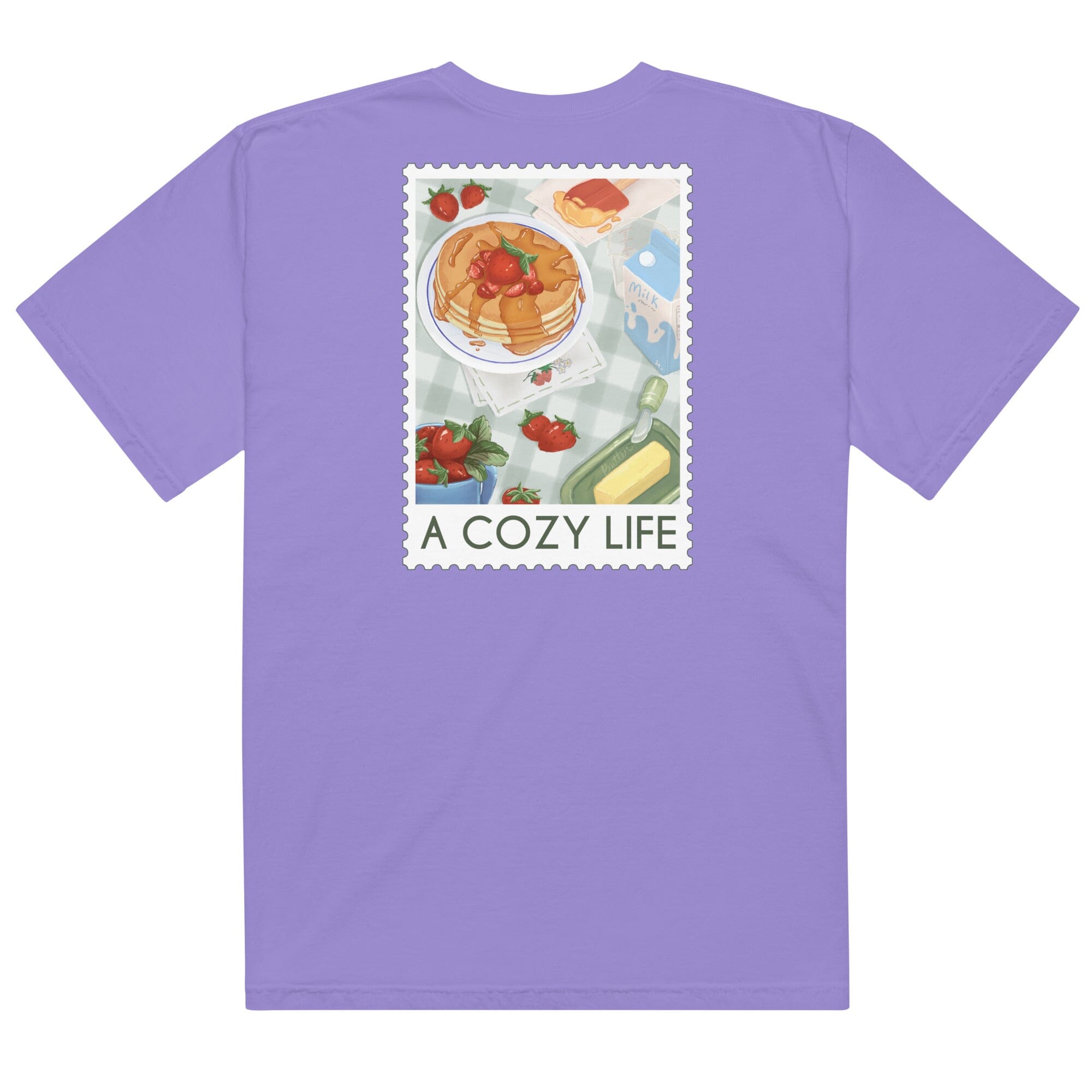 A Cozy Life Stamp | Unisex garment-dyed heavyweight t-shirt | Cozy Games & Hobbies Threads & Thistles Inventory