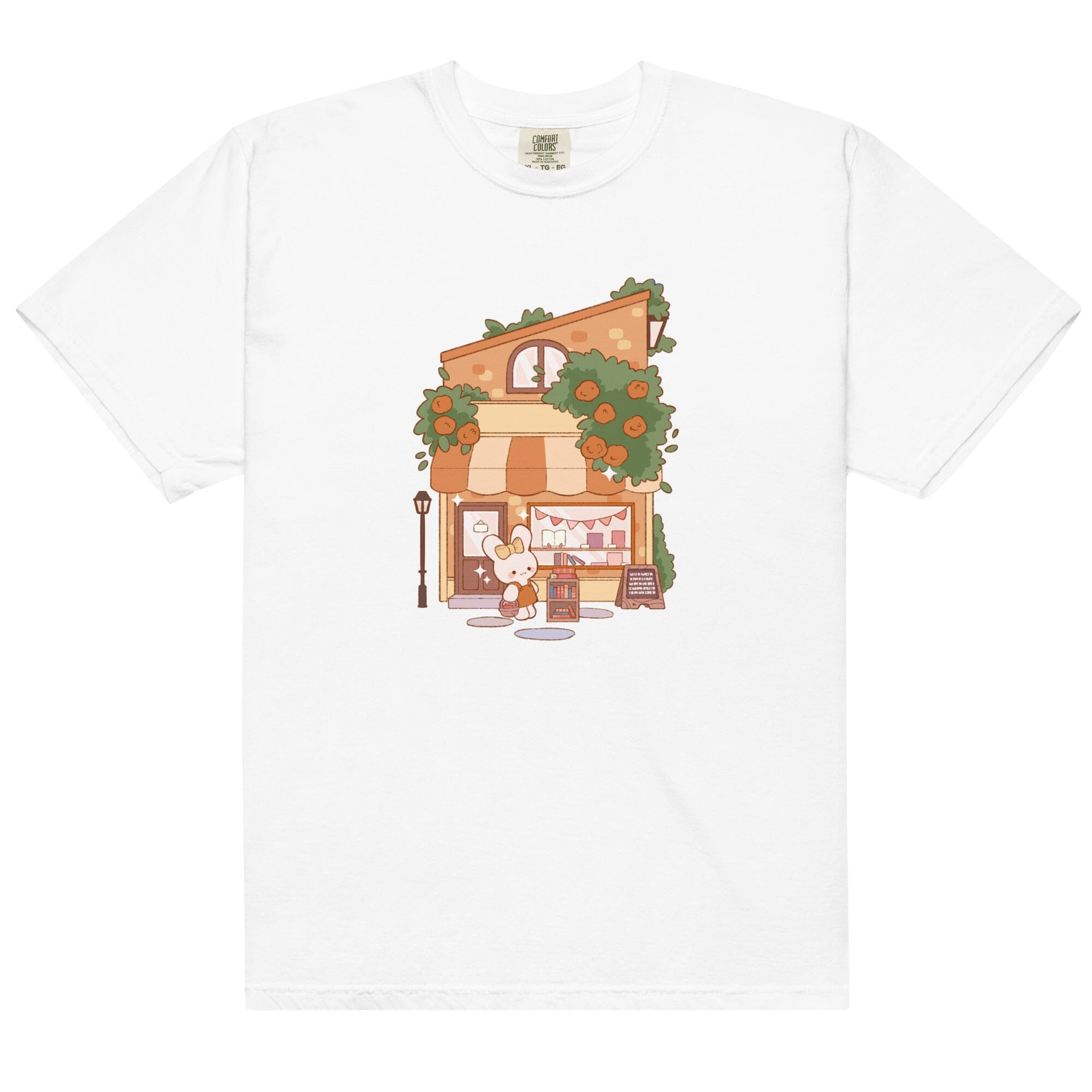 Cozy Bookstore | Unisex garment-dyed heavyweight t-shirt | Cozy Games & Hobbies Threads & Thistles Inventory