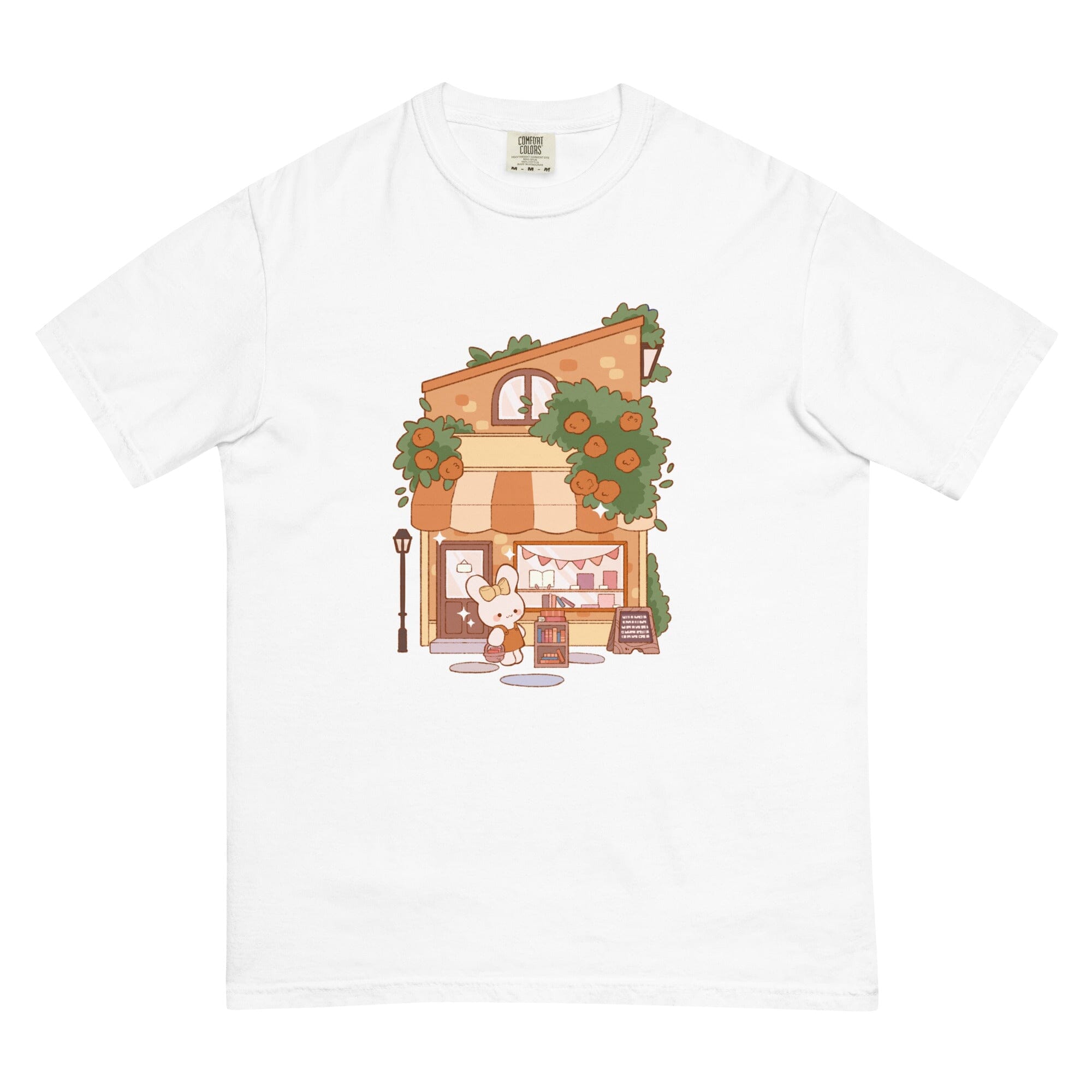 Cozy Bookstore | Unisex garment-dyed heavyweight t-shirt | Cozy Games & Hobbies Threads & Thistles Inventory White S