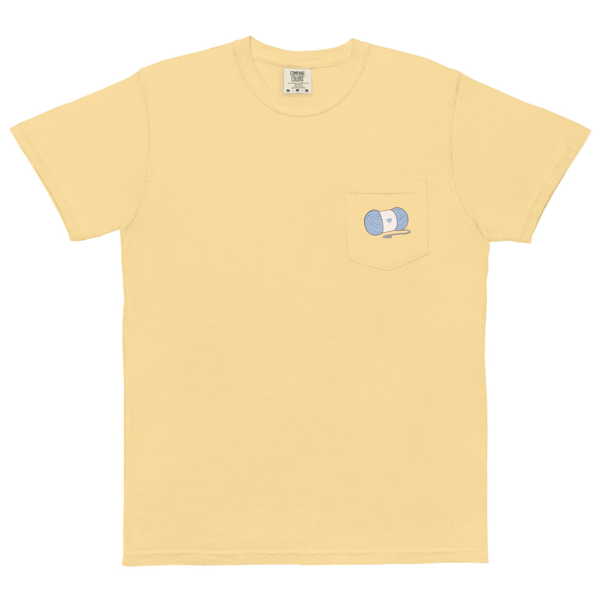 Cozy Knits | Unisex garment-dyed pocket t-shirt | Cozy games & Hobbies Threads & Thistles Inventory Butter S