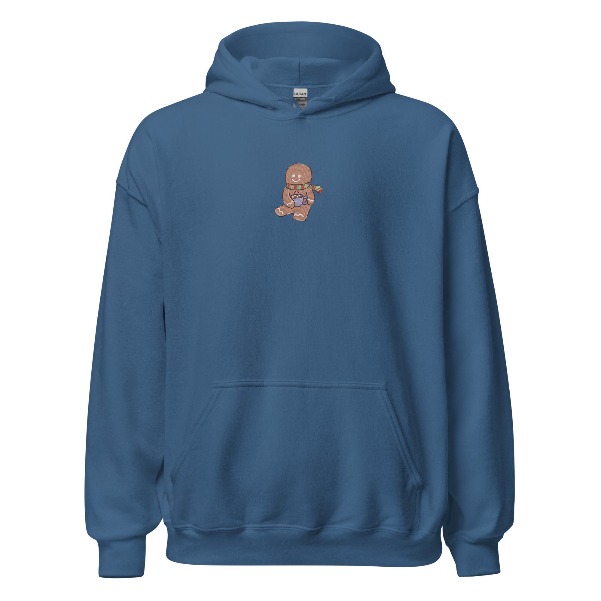 Cozy Christmas Gingerbread | Embroidered Unisex Hoodie | Cozy Gamer Christmas Threads & Thistles Inventory Indigo Blue S