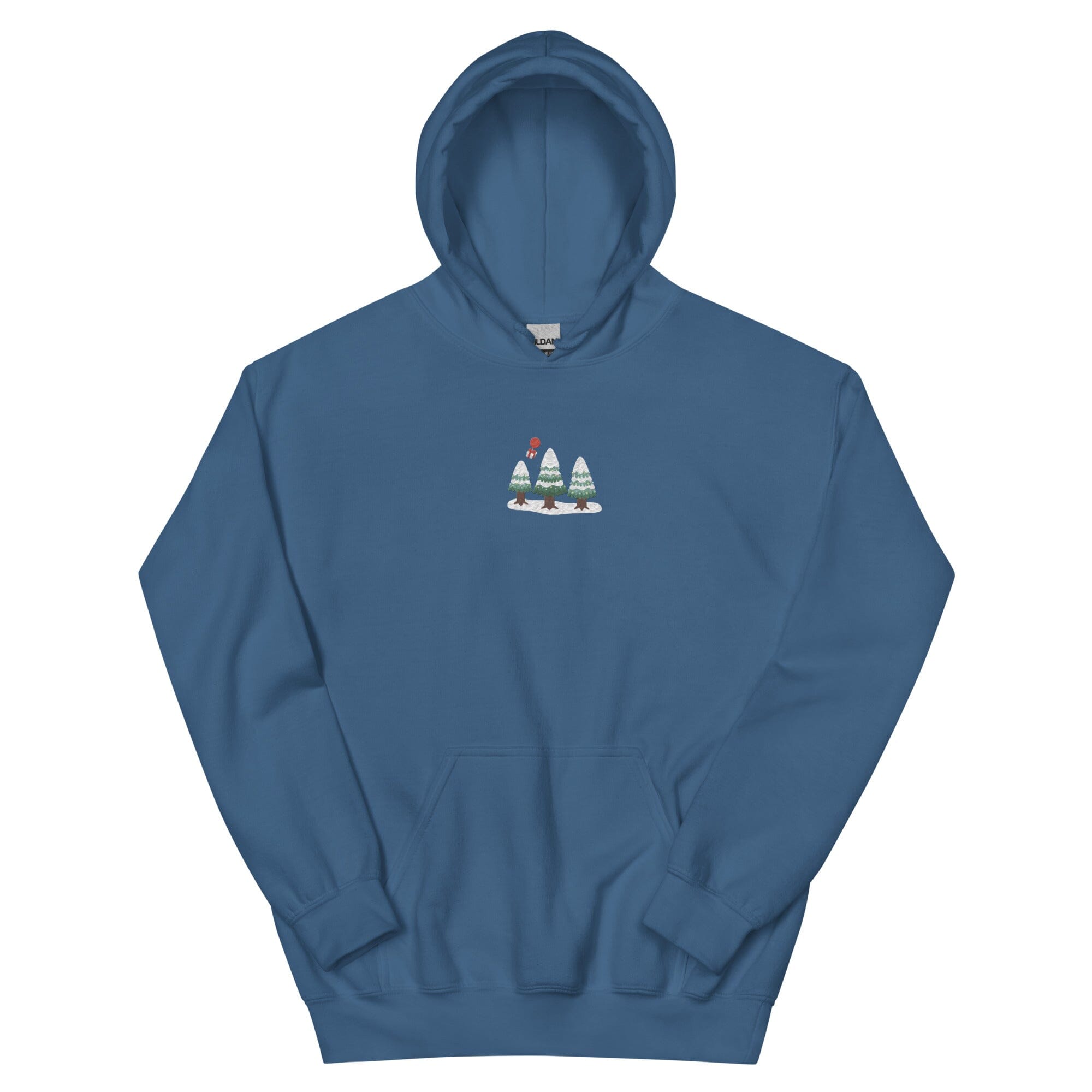 Cozy Animal Crossing Christmas | Embroidered Unisex Hoodie | Animal Crossing Threads & Thistles Inventory Indigo Blue S