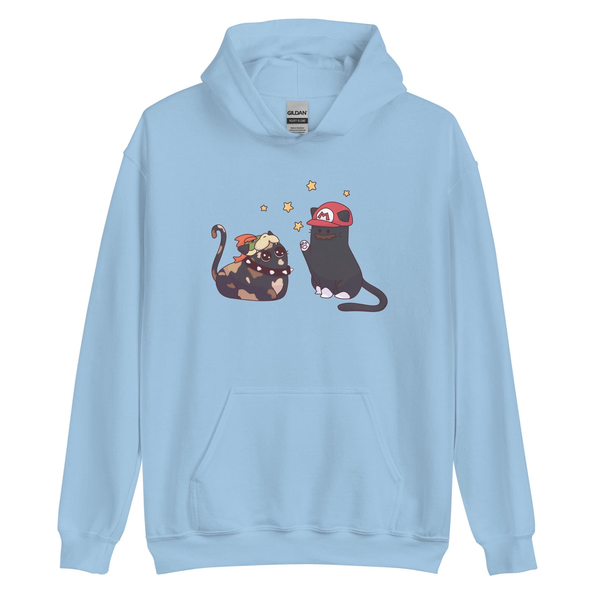 Team Bowser & Mario Kitties | Unisex Hoodie | TTI Stream Threads & Thistles Inventory Light Blue S