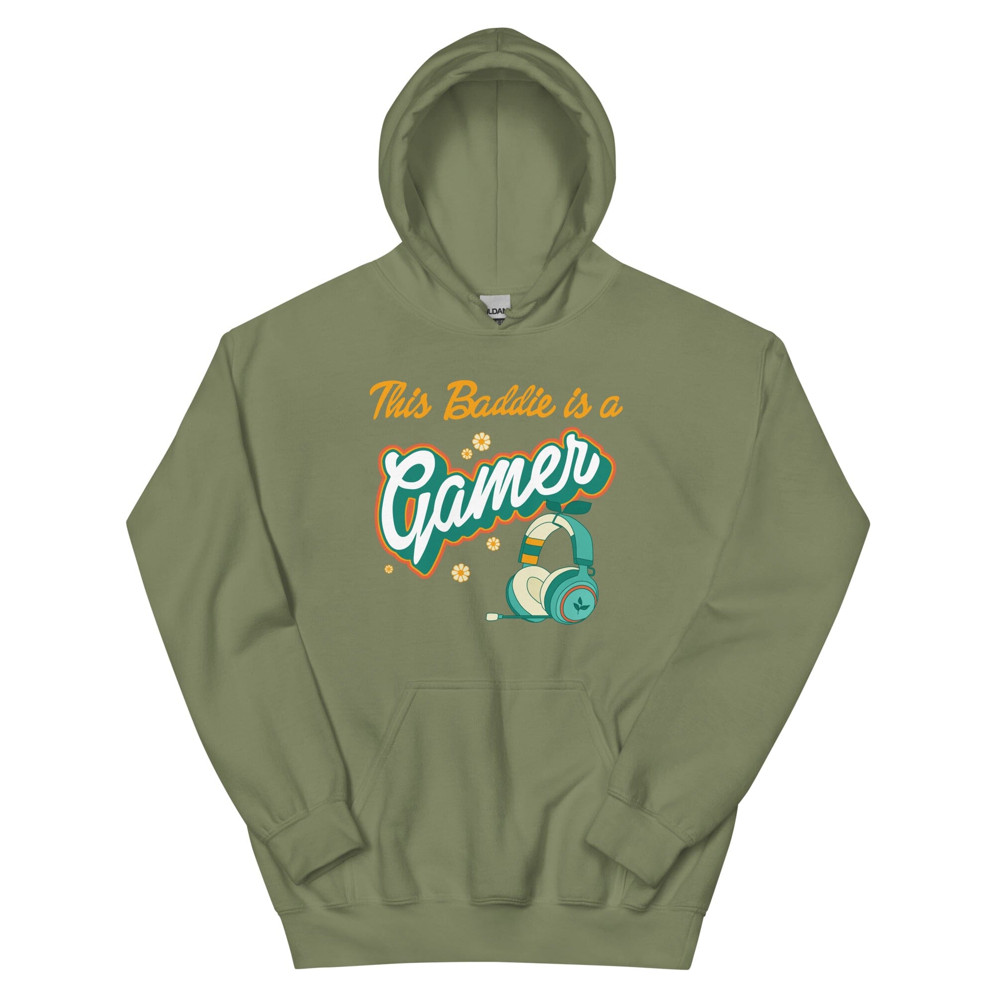 This Baddie is a Gamer | Unisex Hoodie | Feminist Gamer Threads & Thistles Inventory Military Green S