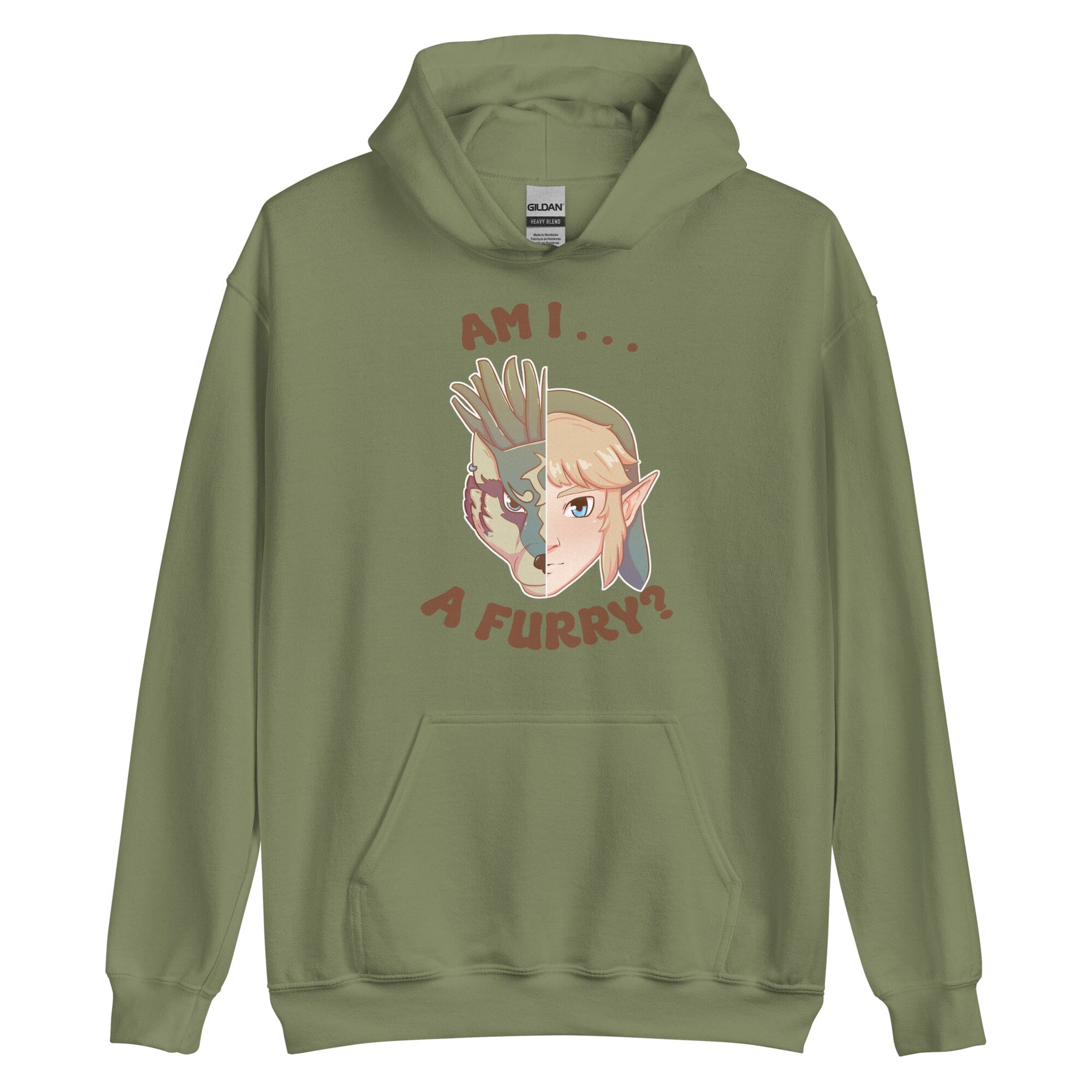 Am I a Furry? | Unisex Hoodie | Titty Tea Zelda Threads & Thistles Inventory Military Green S