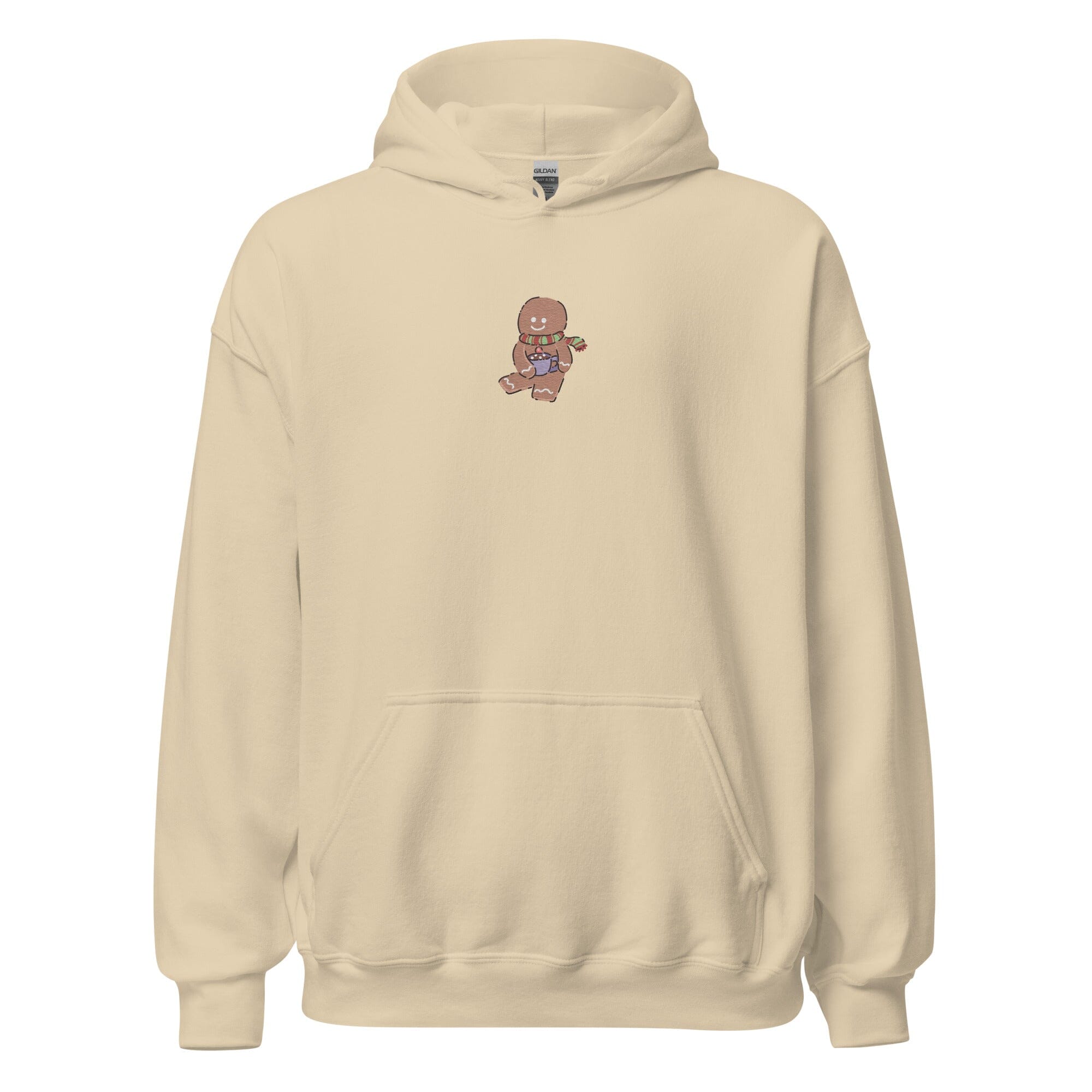 Cozy Christmas Gingerbread | Embroidered Unisex Hoodie | Cozy Gamer Christmas Threads & Thistles Inventory Sand S