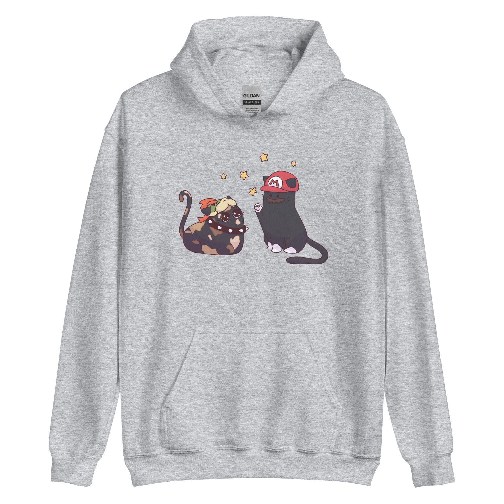 Team Bowser & Mario Kitties | Unisex Hoodie | TTI Stream Threads & Thistles Inventory Sport Grey S