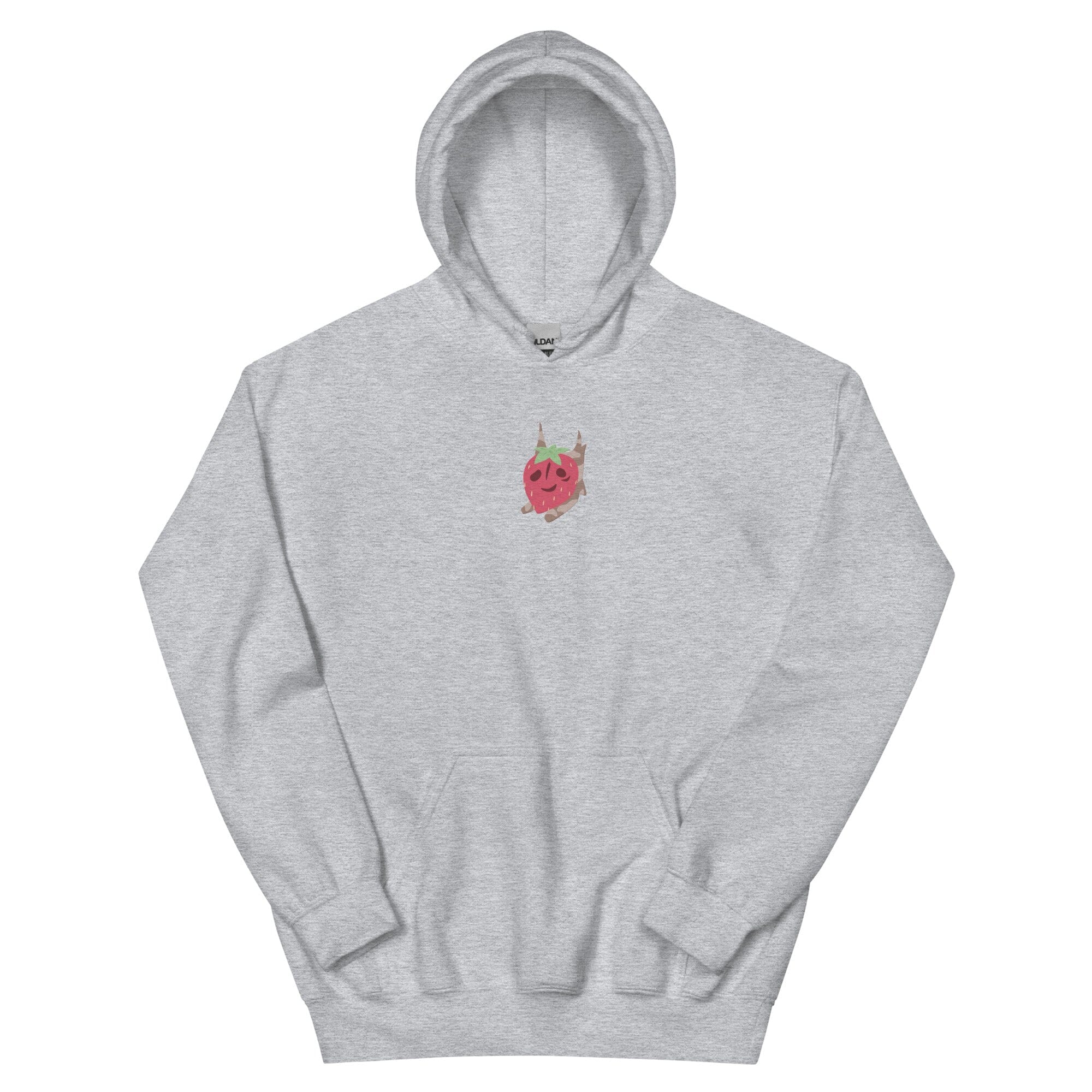 Strawberry Korok | Embroidered Unisex Hoodie | Titty Tea Zelda Threads & Thistles Inventory Sport Grey S