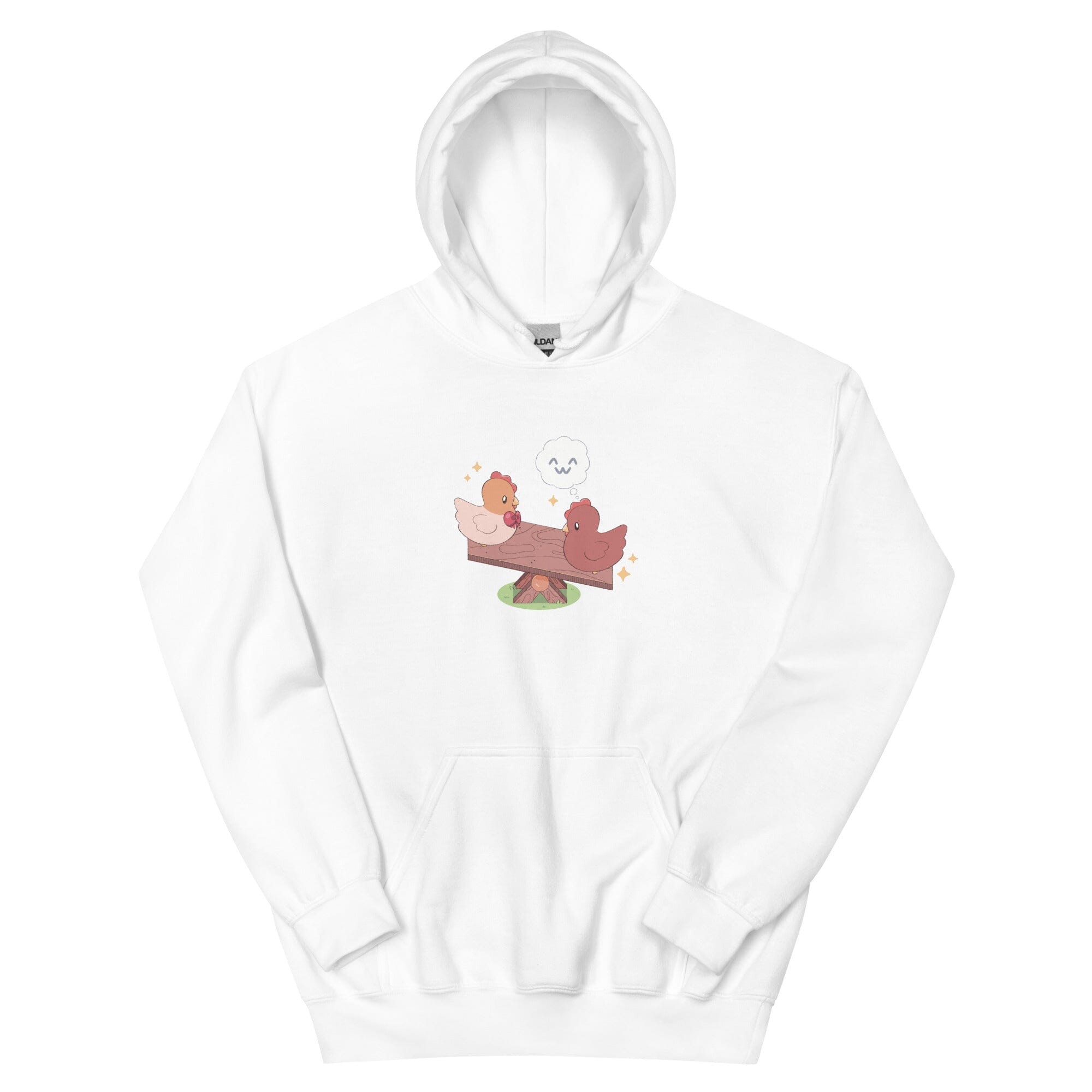 Chicken Seesaw | Unisex Hoodie | Fields of Mistria Threads & Thistles Inventory White S