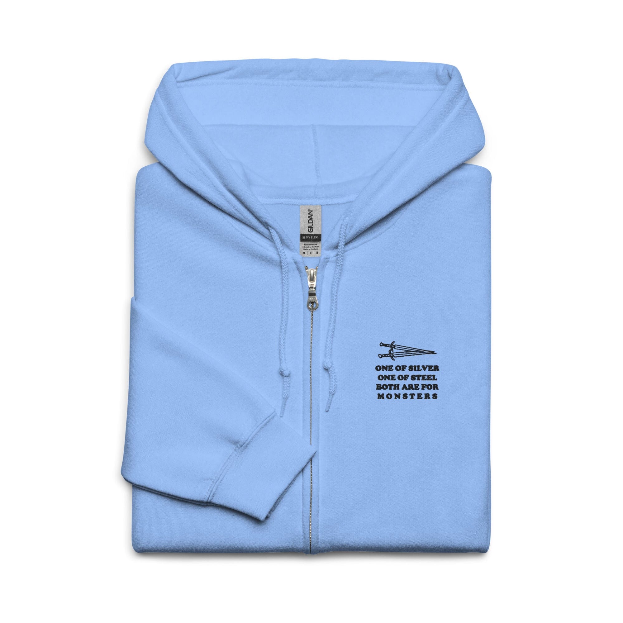Both are for Monsters | Unisex heavy blend zip hoodie | The Witcher Hoodies Threads & Thistles Inventory Carolina Blue S