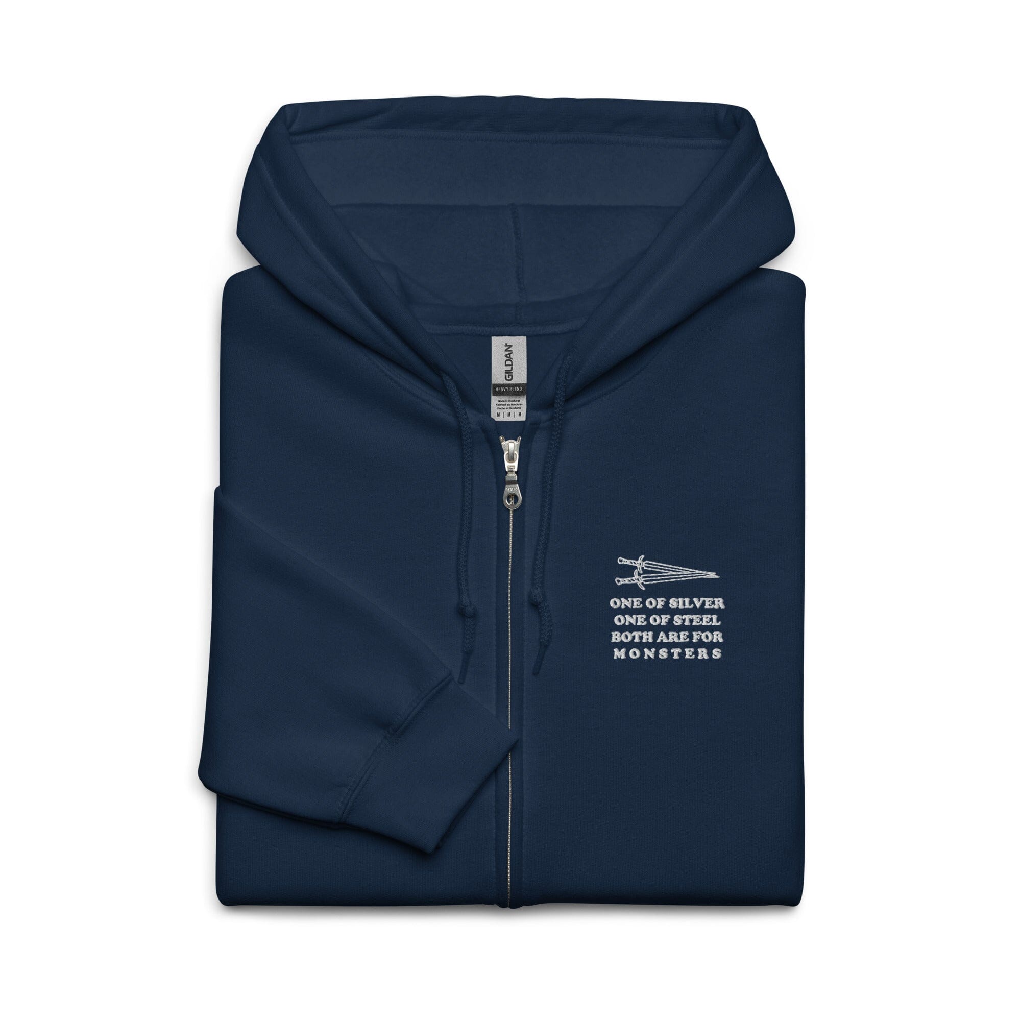 Both are for Monsters | Unisex heavy blend zip hoodie | The Witcher Hoodies Threads & Thistles Inventory Navy S