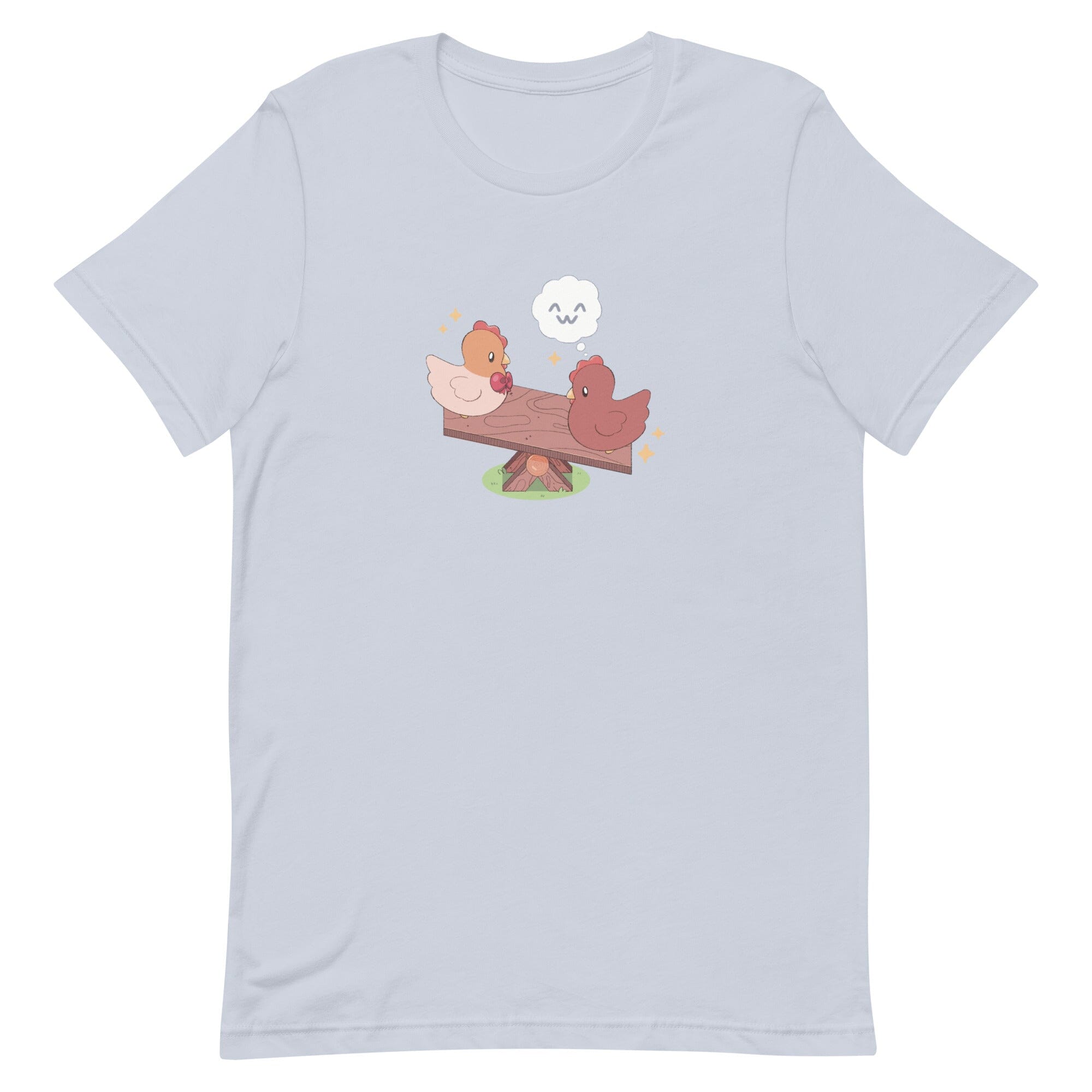 Chicken Seesaw | Unisex t-shirt | Fields of Mistria Threads & Thistles Inventory Light Blue XS