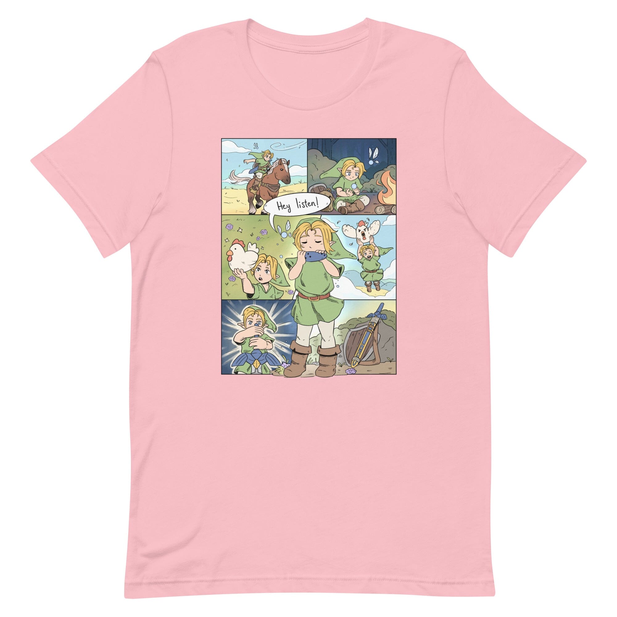 Ocarina of Time Comic | Unisex t-shirt | Zelda Titty Tea Threads & Thistles Inventory Pink S