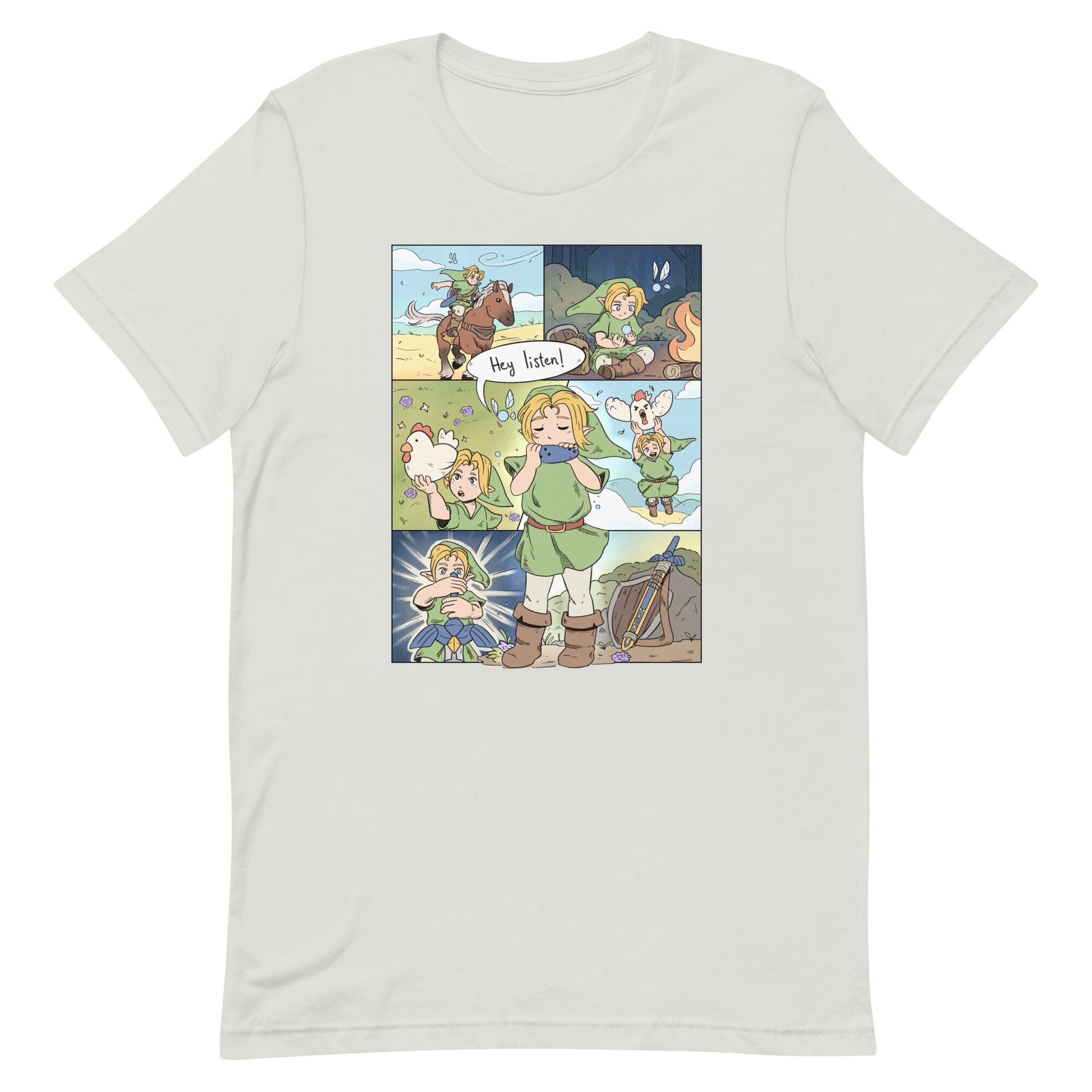 Ocarina of Time Comic | Unisex t-shirt | Zelda Titty Tea Threads & Thistles Inventory Silver S