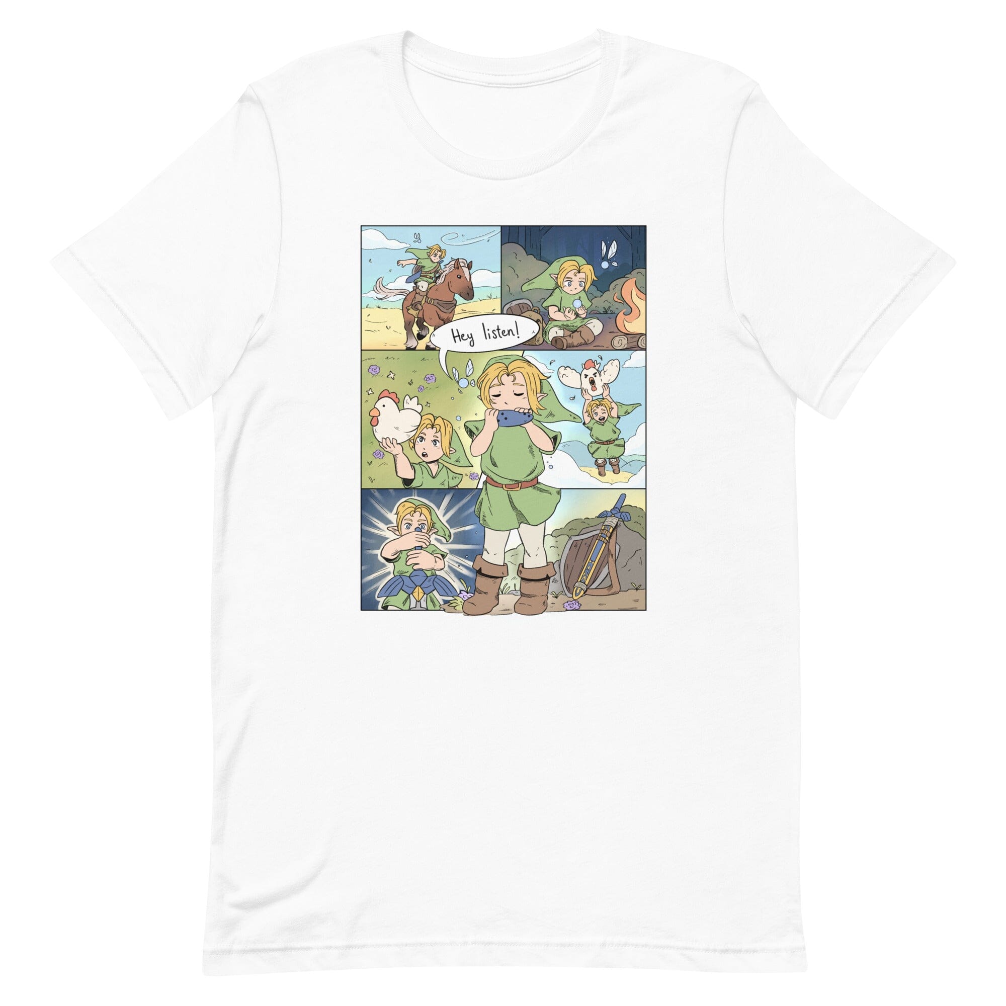 Ocarina of Time Comic | Unisex t-shirt | Zelda Titty Tea Threads & Thistles Inventory White XS