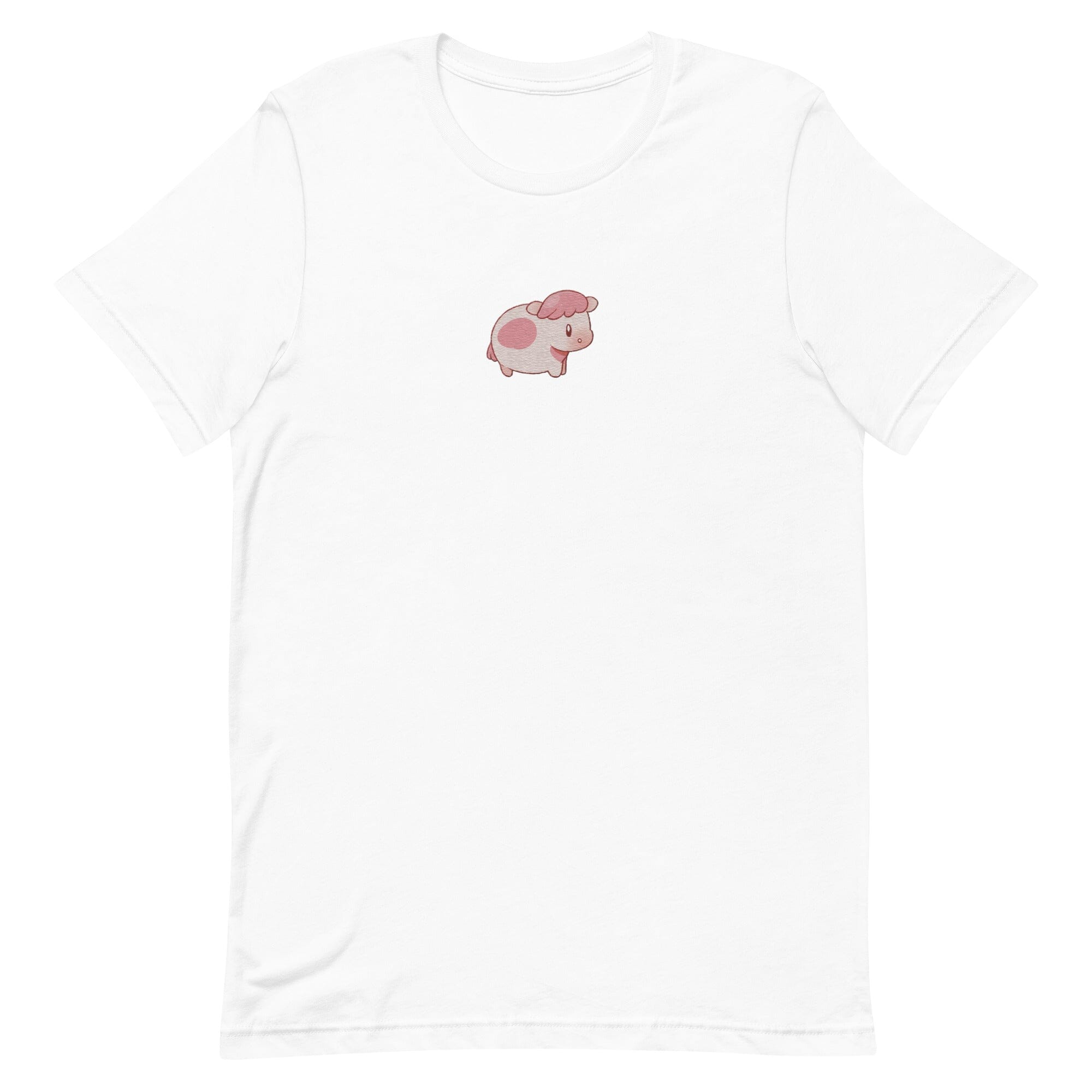 Strawberry Cow Fields of Mistria | Embroidered Unisex t-shirt | Cozy Games Threads & Thistles Inventory White XS