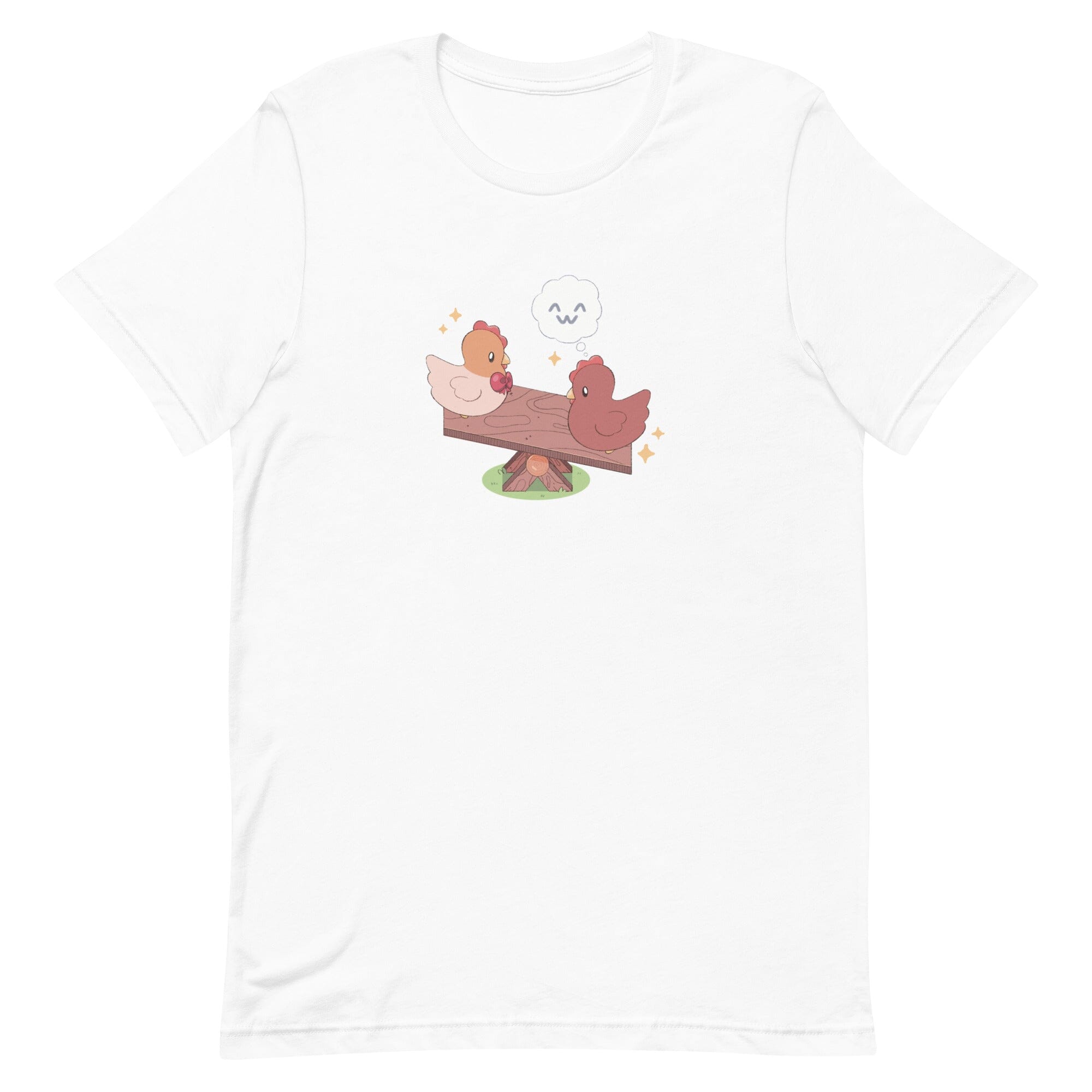 Chicken Seesaw | Unisex t-shirt | Fields of Mistria Threads & Thistles Inventory White XS