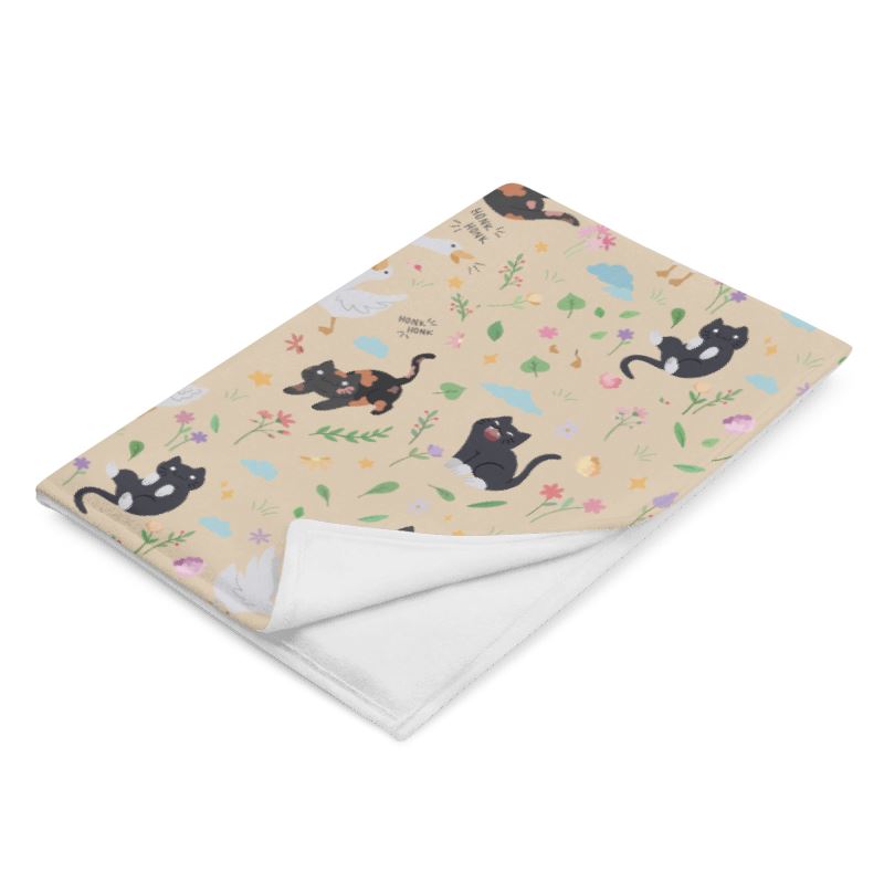 Goose & Kitties | Throw Blanket | TTI Stream Blankets Threads & Thistles Inventory