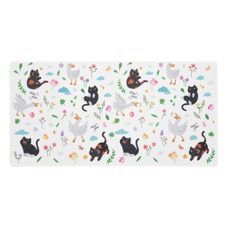 Colorful Geese & Kitties | Gaming mouse pad | TTI Stream Threads & Thistles Inventory
