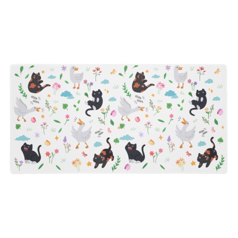 Colorful Geese & Kitties | Gaming mouse pad | TTI Stream Threads & Thistles Inventory 