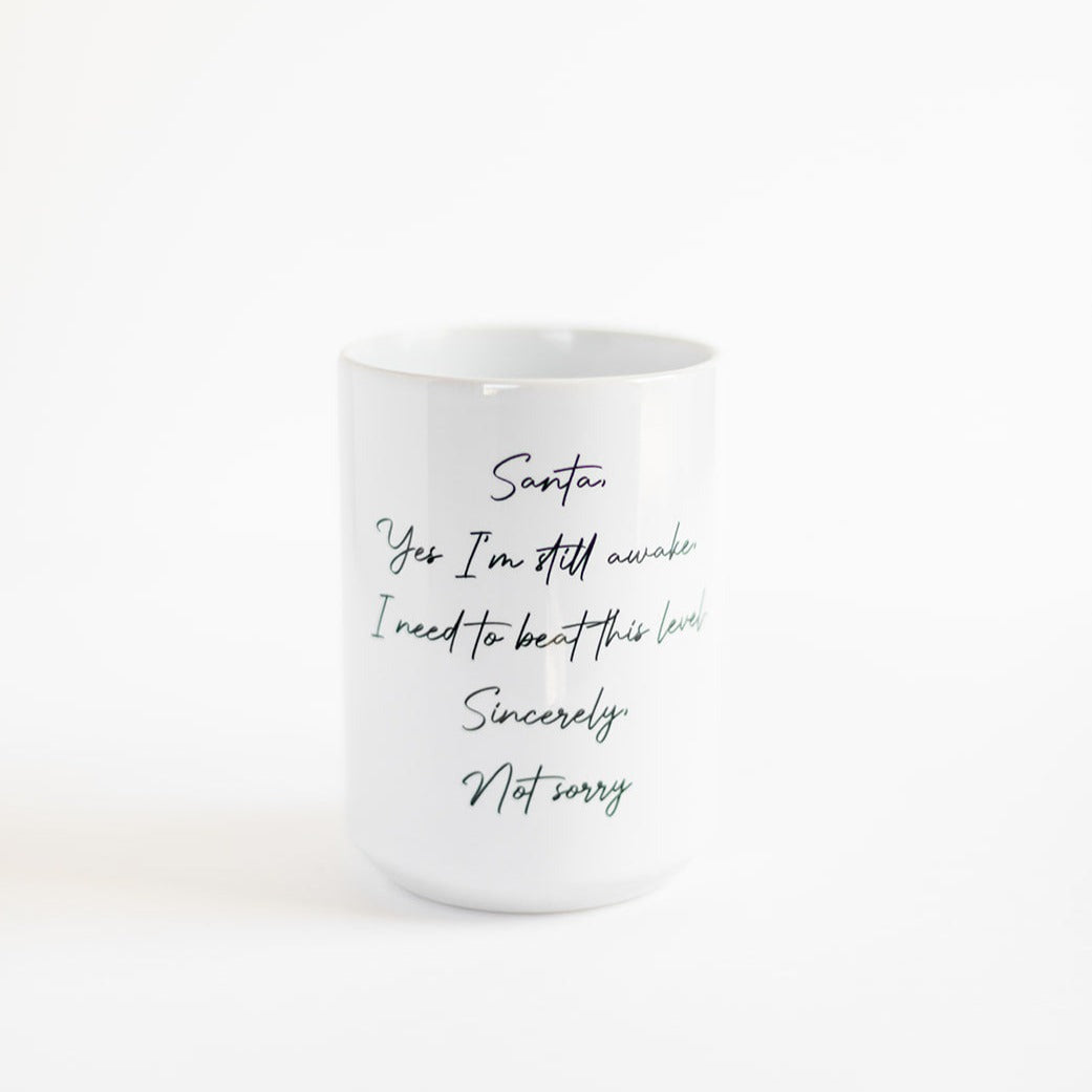 Santa, I'm Still Awake | Cozy Gamer Christmas | Mug Deluxe 15oz. Mugs Threads & Thistles Inventory