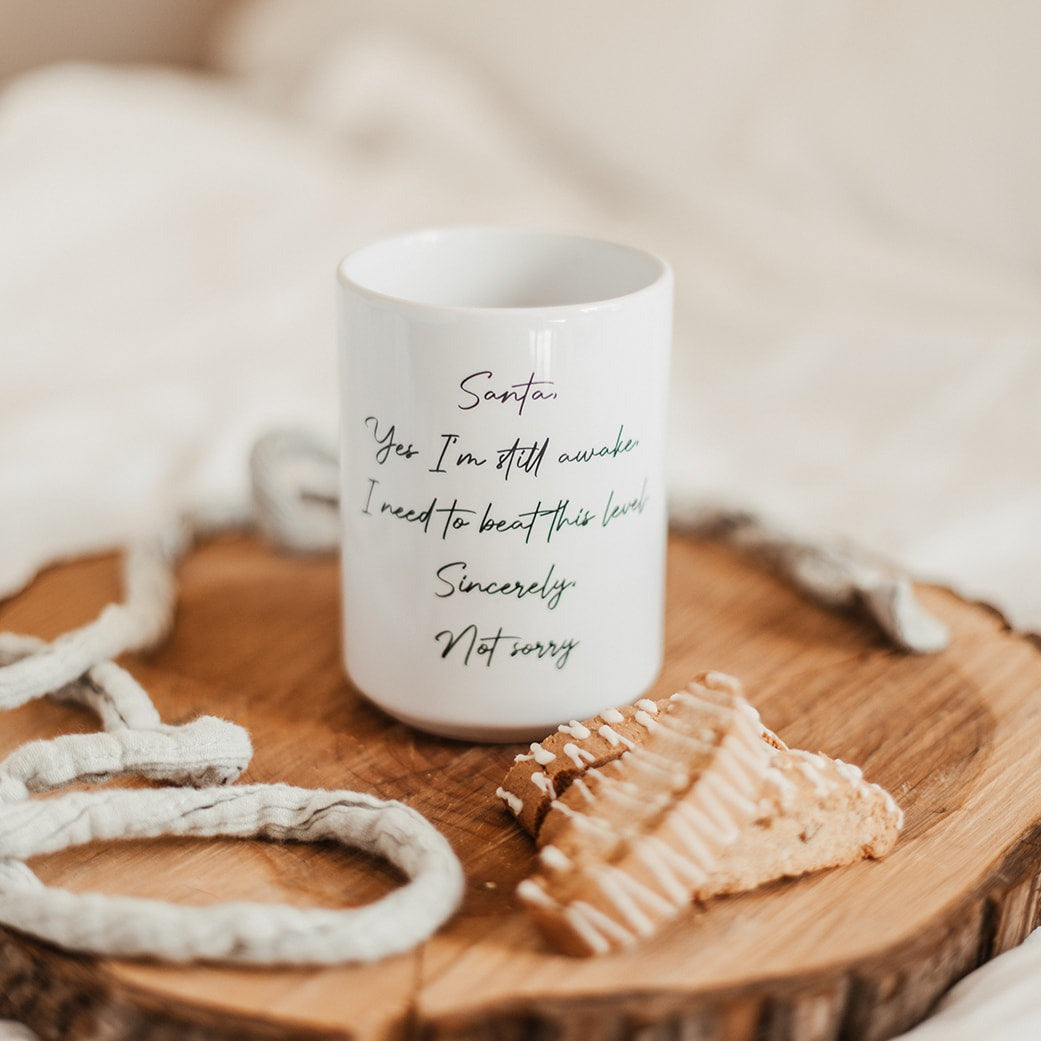 Santa, I'm Still Awake | Cozy Gamer Christmas | Mug Deluxe 15oz. Mugs Threads & Thistles Inventory