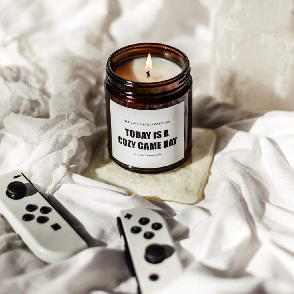 Cozy Game Day | 9oz Candle | Gamer Affirmations Candles Threads & Thistles Inventory