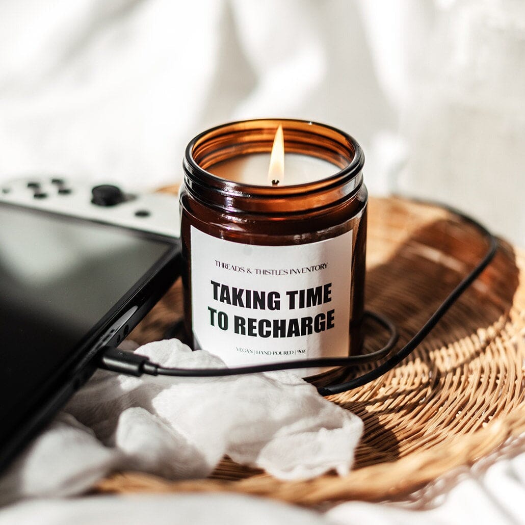 Taking Time to Recharge | 9oz Candle | Gamer Affirmations Candles Threads & Thistles Inventory
