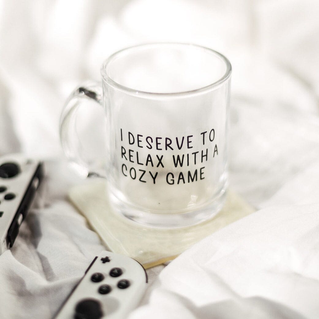 Relax with a Cozy Game | Mug Glass | Gamer Affirmations Mugs Threads & Thistles Inventory 