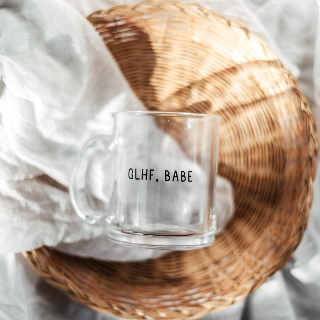 GLHF, Babe | Mug Glass | Gamer Affirmations Mugs Threads & Thistles Inventory